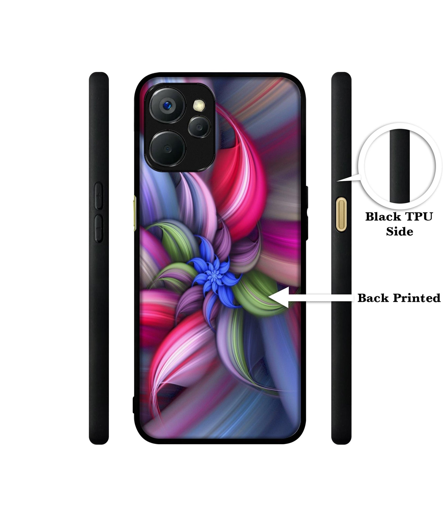 Colorful Flower Design Designer 2D Printed Back Case Cover for Realme 9i 5G