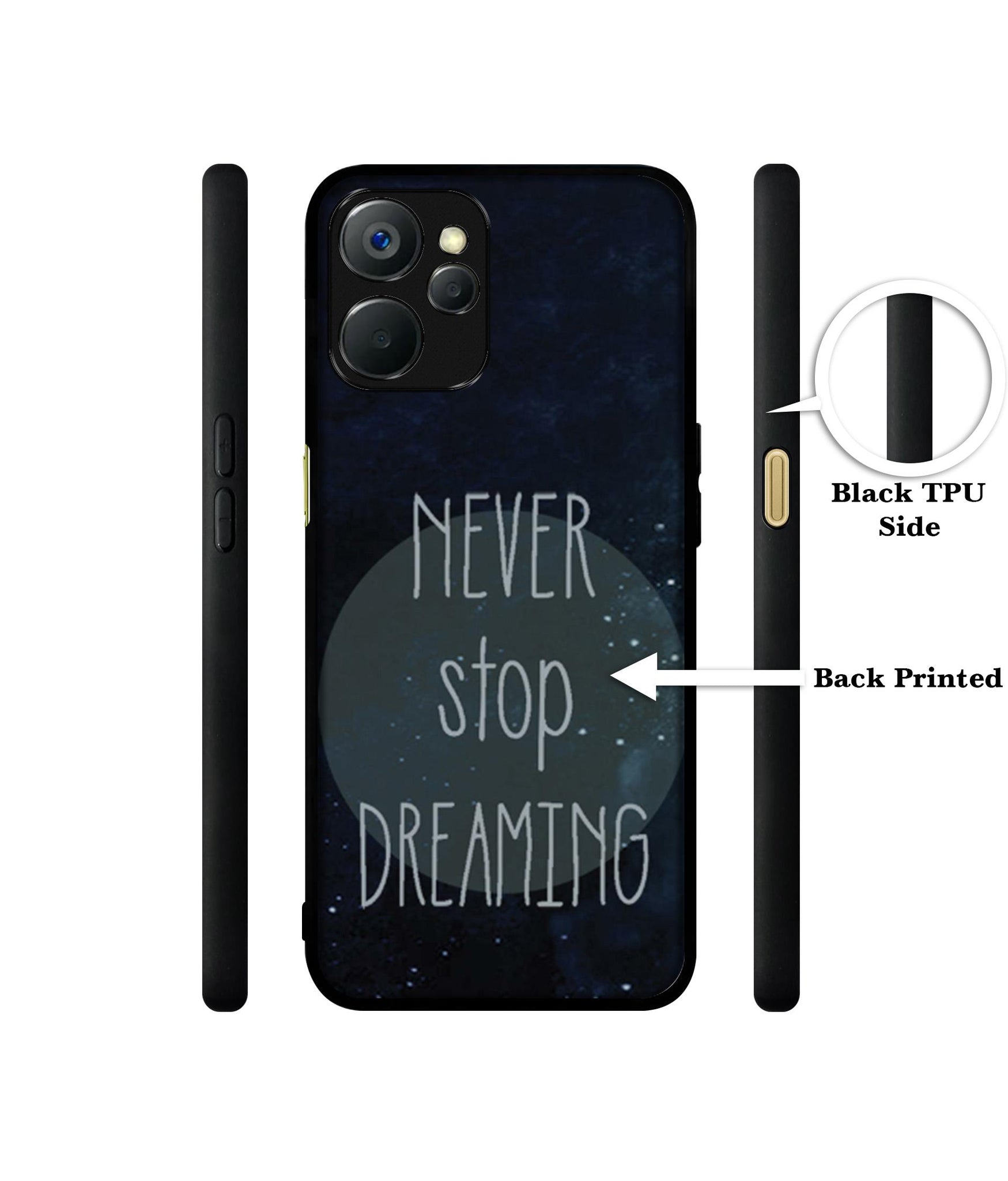 Never Stop Dreaming Design Designer 2D Printed Back Case Cover for Realme 9i 5G