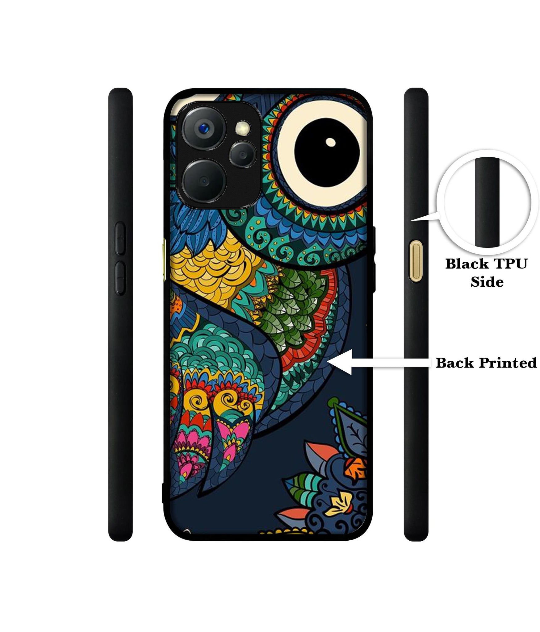 Owl Illustration Design Designer 2D Printed Back Case Cover for Realme 9i 5G