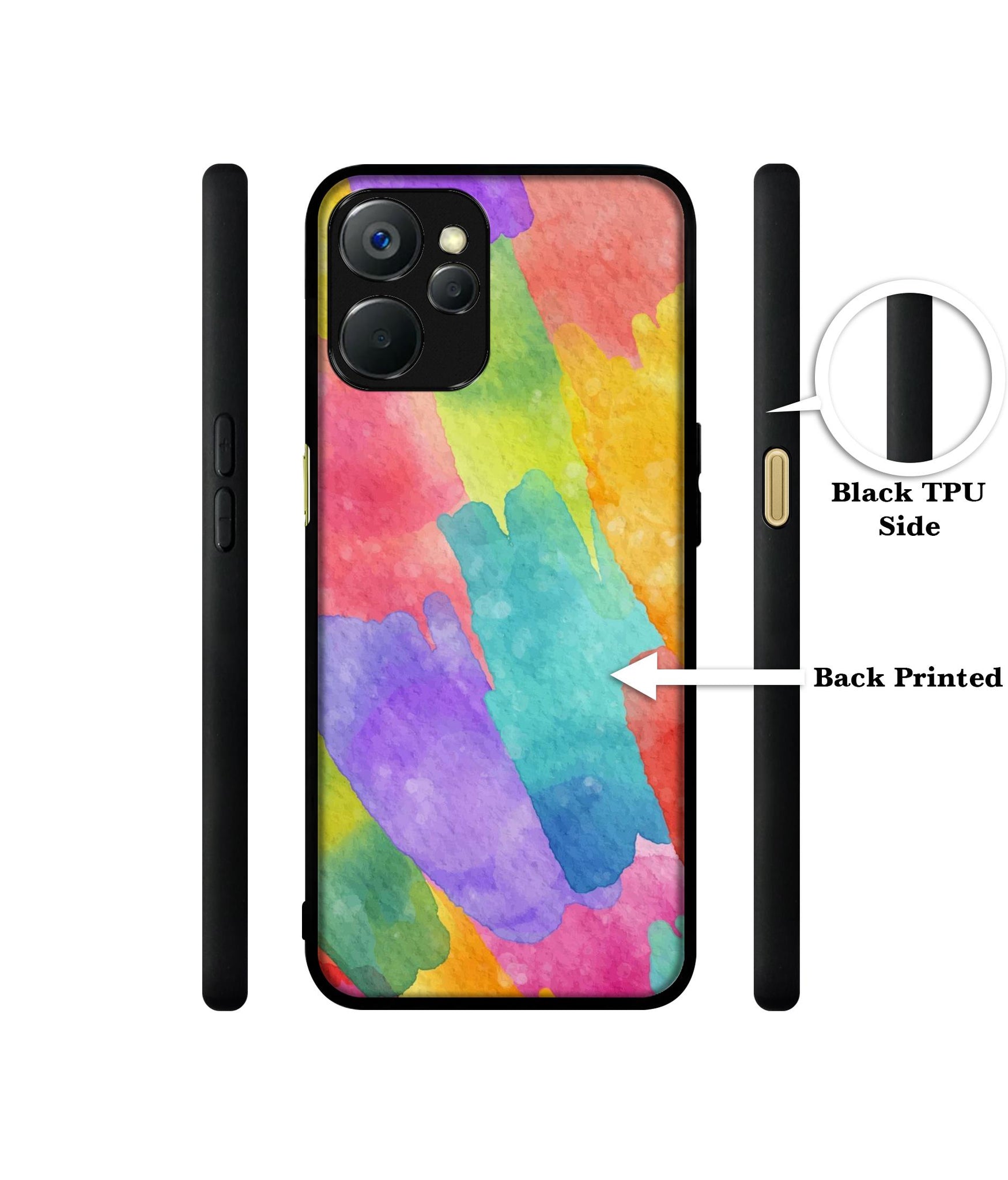 Water Paint Colorful Abstract Design Designer 2D Printed Back Case Cover for Realme 9i 5G