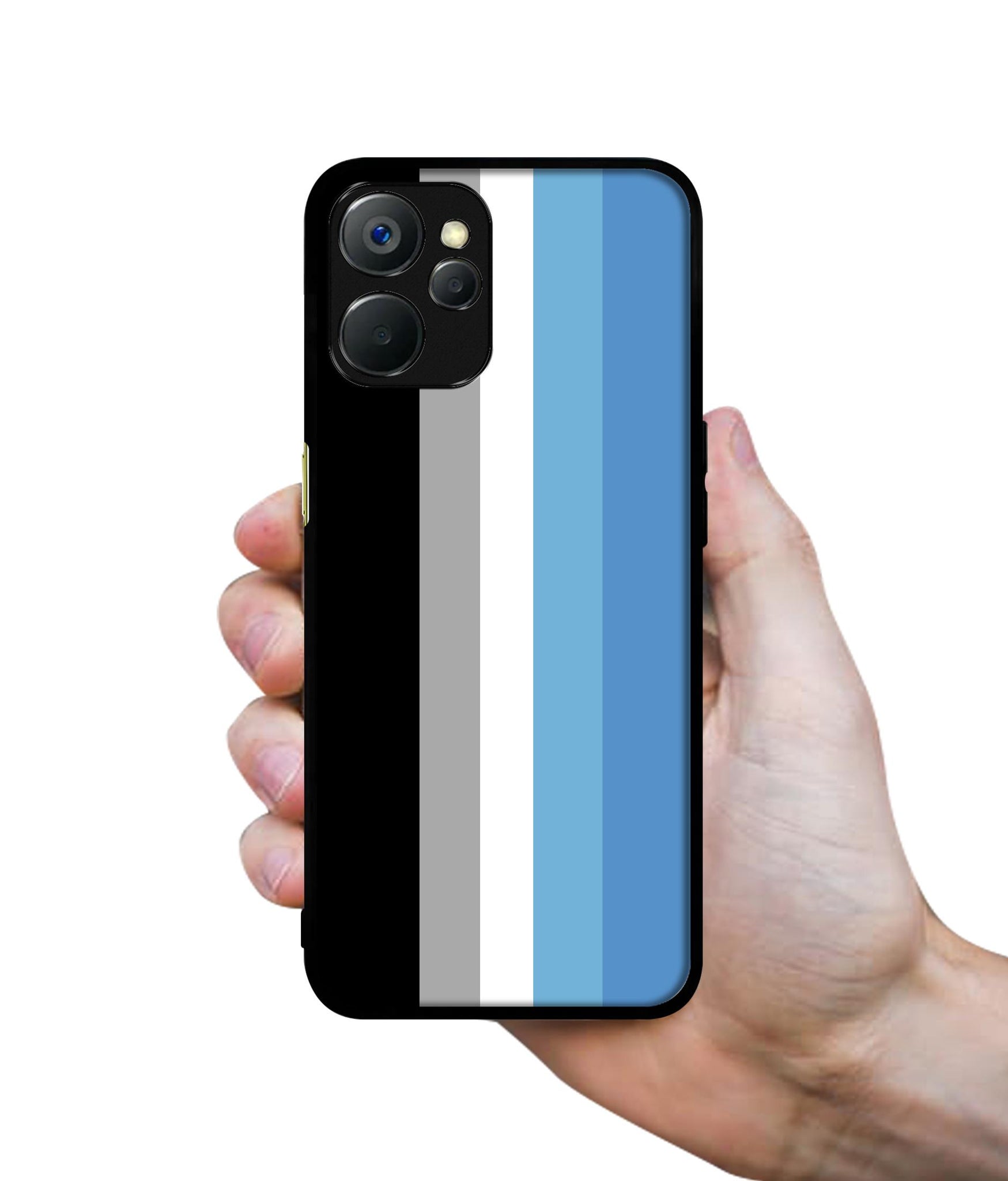 White and Blue Lines Design Designer 2D Printed Back Case Cover for Realme 9i 5G