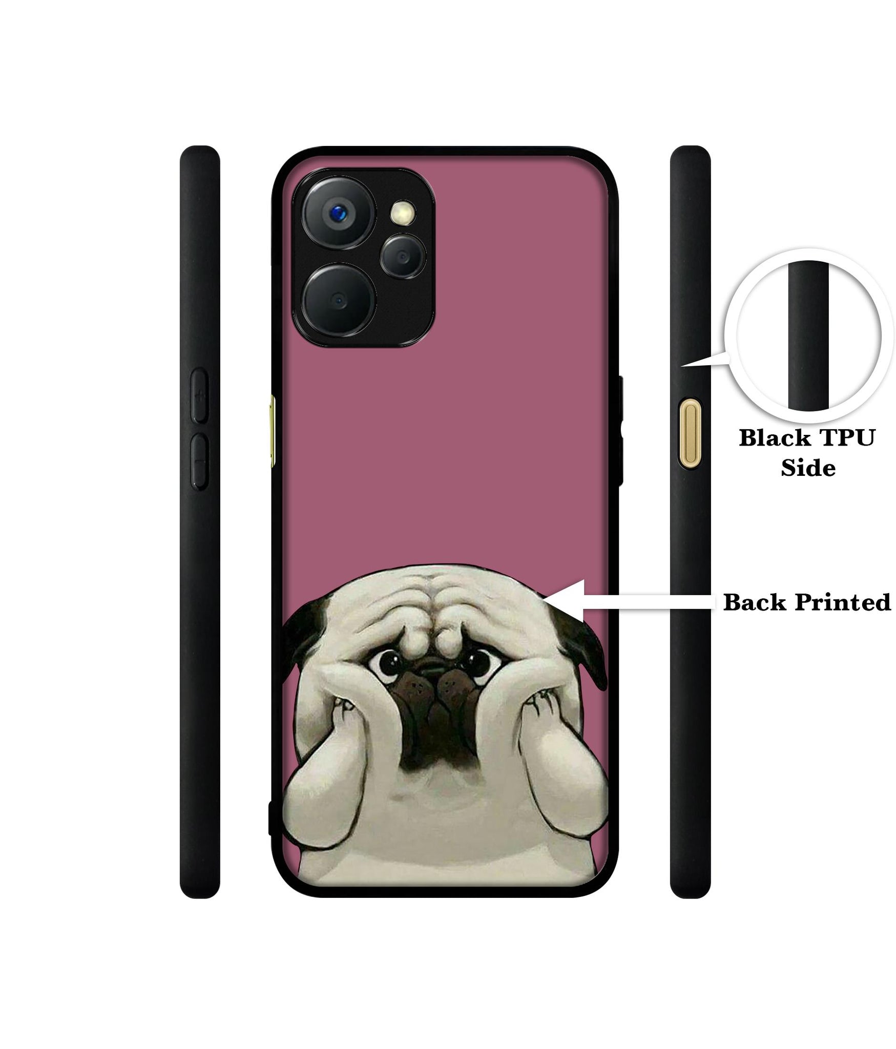 Cute Pug Holding Big Cheeks Design Designer 2D Printed Back Case Cover for Realme 9i 5G