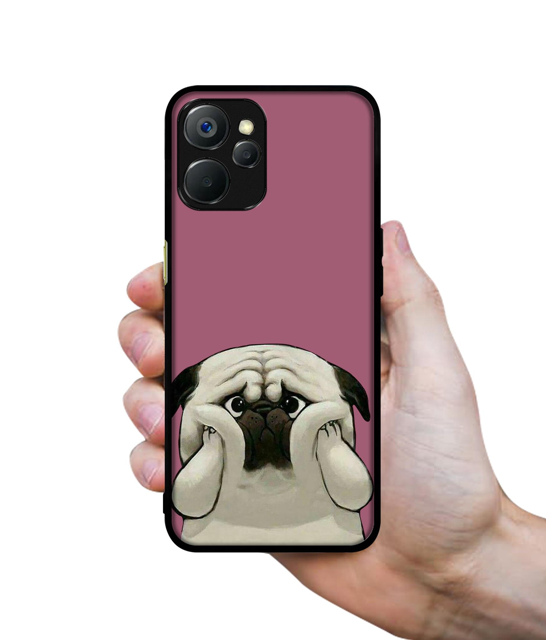 Cute Pug Holding Big Cheeks Design Designer 2D Printed Back Case Cover for Realme 9i 5G
