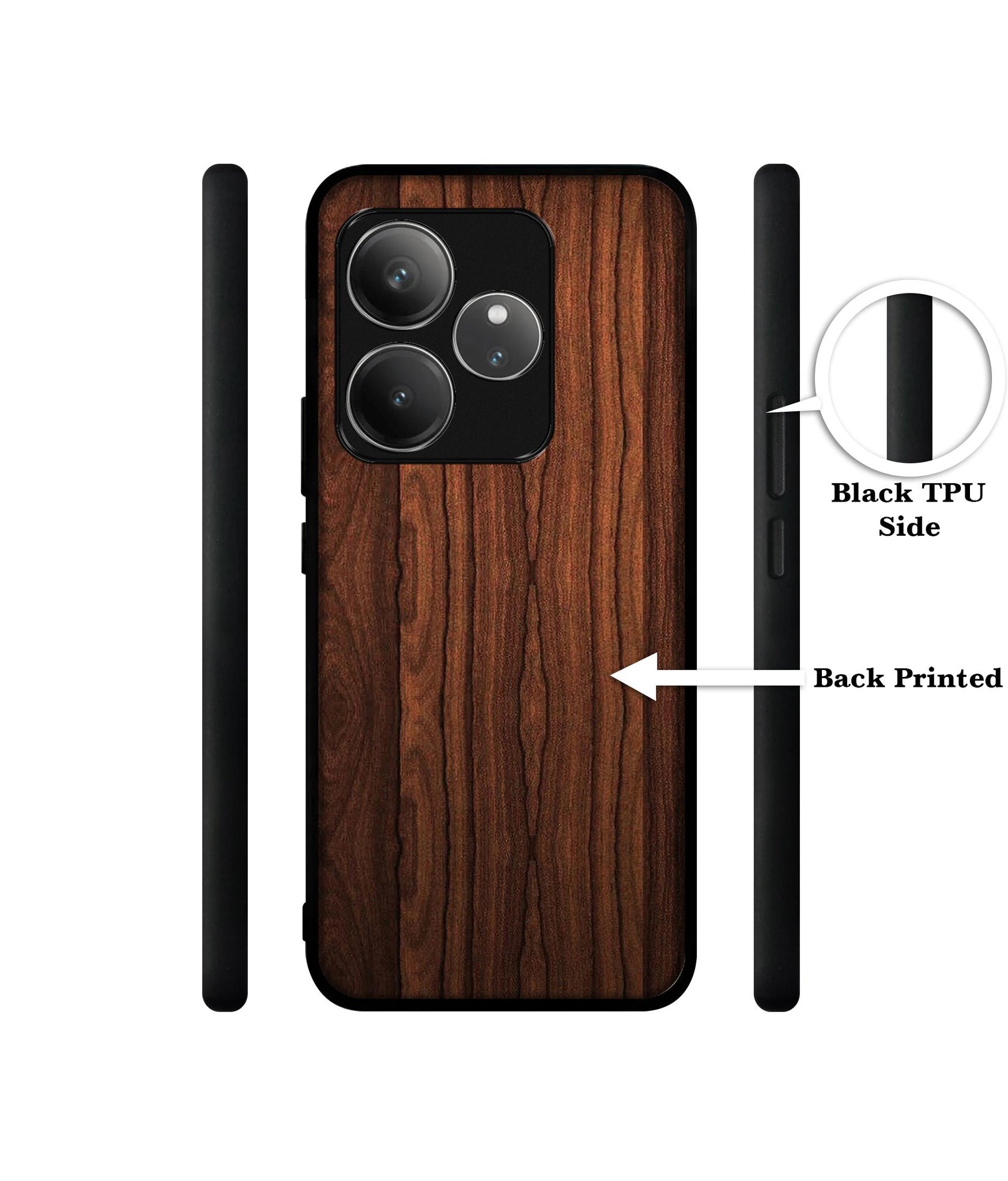 Brown Wooden Texture Design Designer 2D Printed Back Case Cover for Realme GT 6 5G / GT 6T 5G