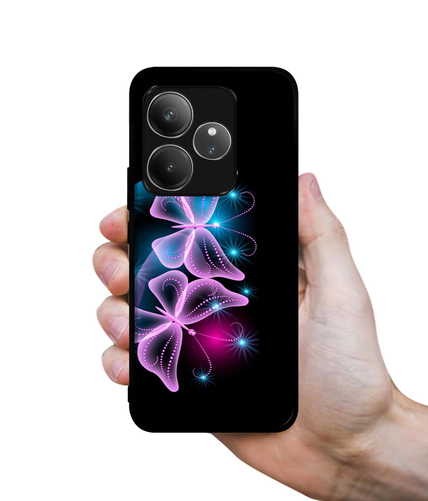 Butterflies Neon Light Design Designer 2D Printed Back Case Cover for Realme GT 6 5G / GT 6T 5G