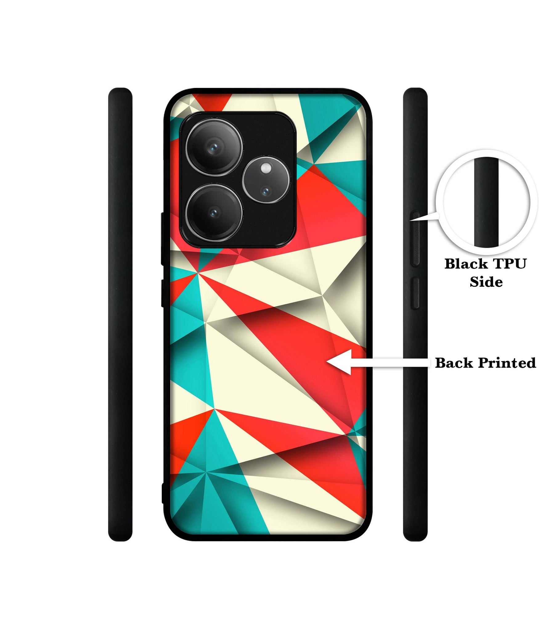 Red Blue White Pattern Design Designer 2D Printed Back Case Cover for Realme GT 6 5G / GT 6T 5G