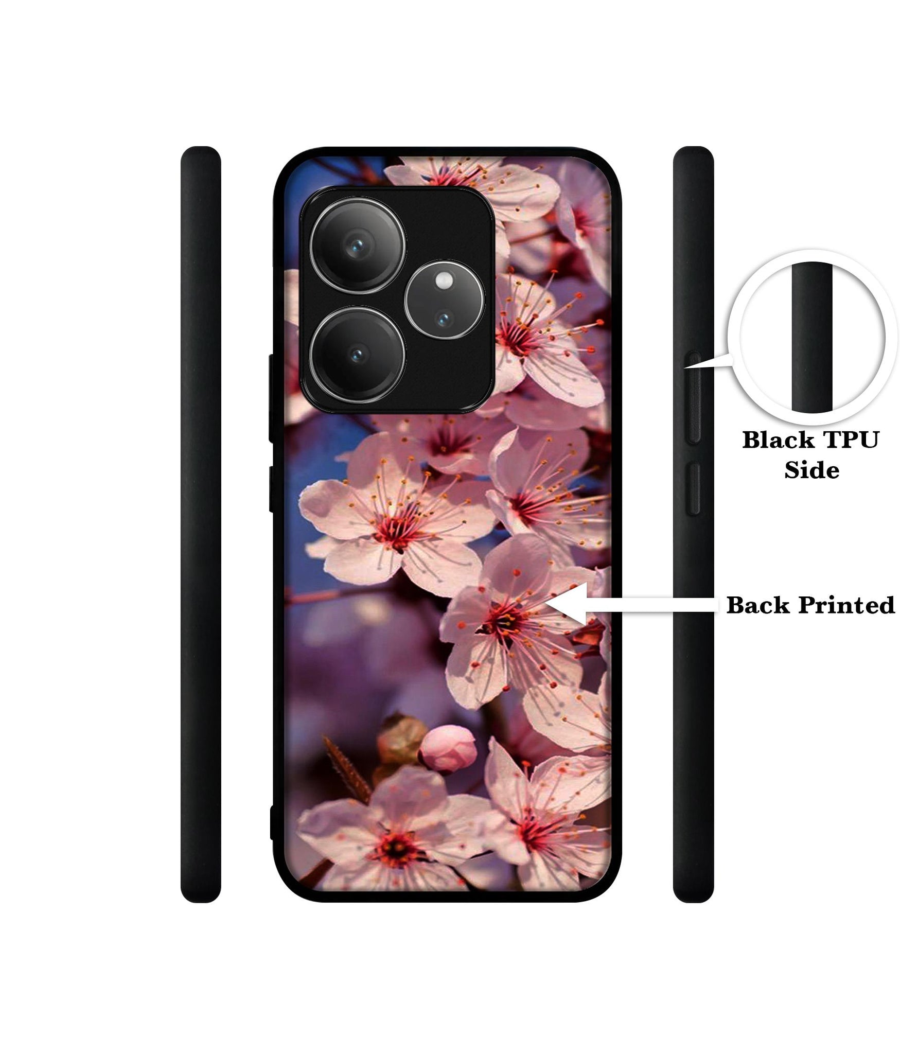 Pink Flowers Pattern Design Designer 2D Printed Back Case Cover for Realme GT 6 5G / GT 6T 5G