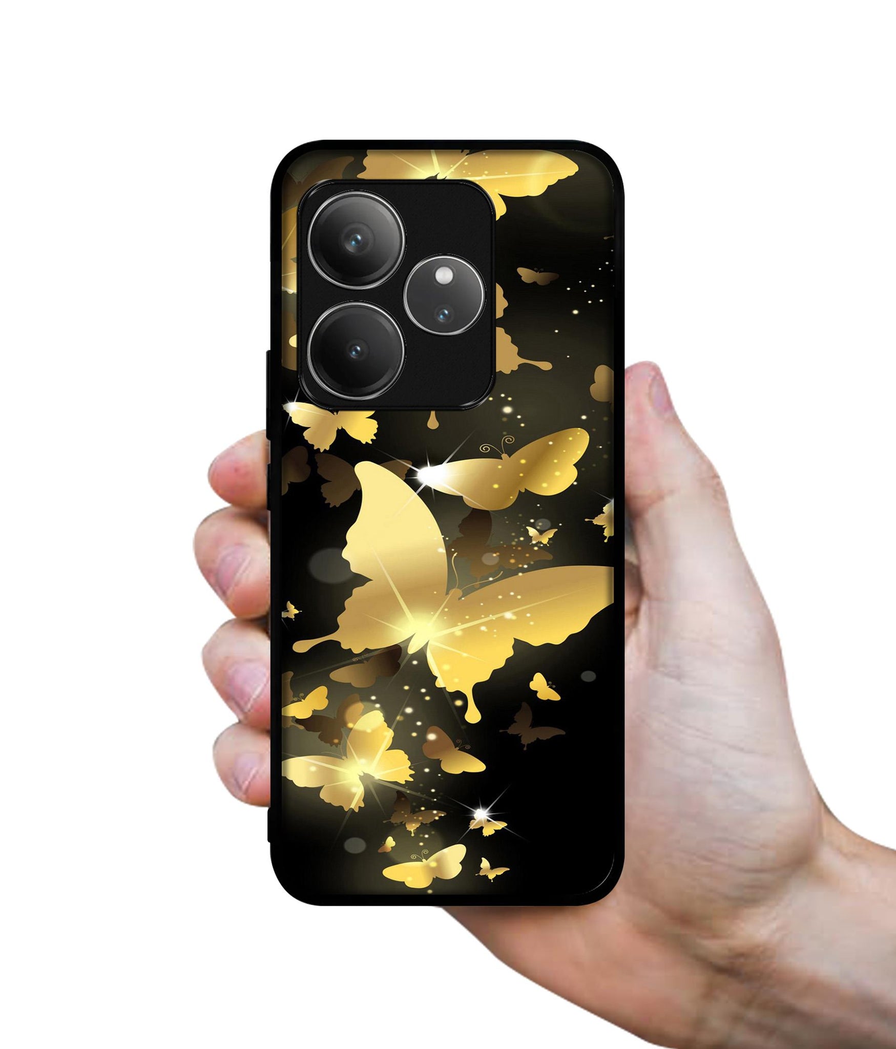 Golden Butterfly Pattern Design Designer 2D Printed Back Case Cover for Realme GT 6 5G / GT 6T 5G