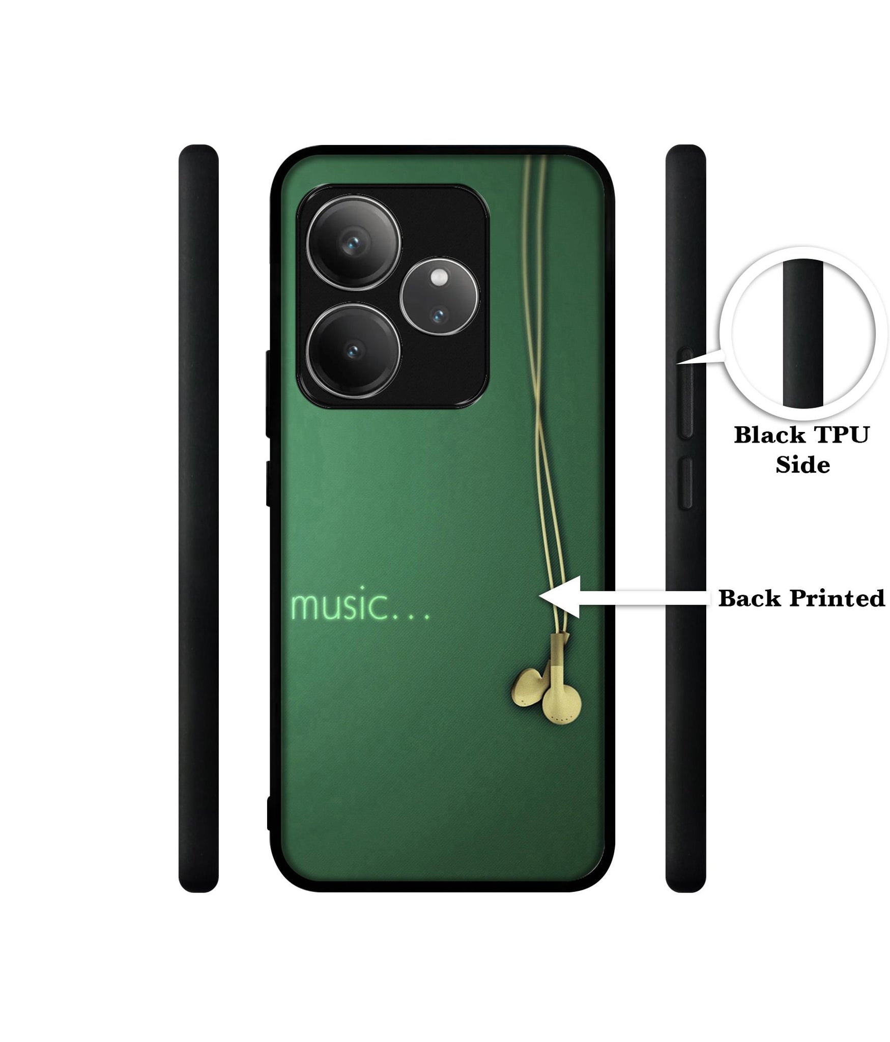 Headphone Music Design Designer 2D Printed Back Case Cover for Realme GT 6 5G / GT 6T 5G