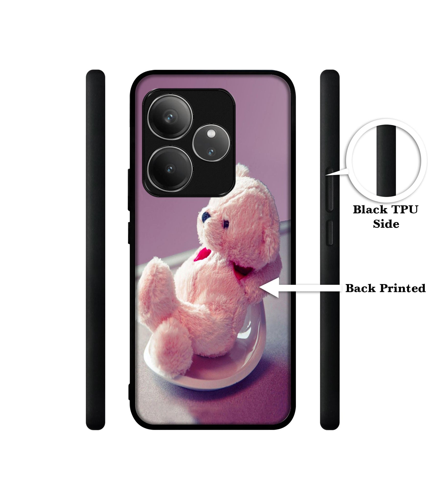Cute Teddy Bear Design Designer 2D Printed Back Case Cover for Realme GT 6 5G / GT 6T 5G