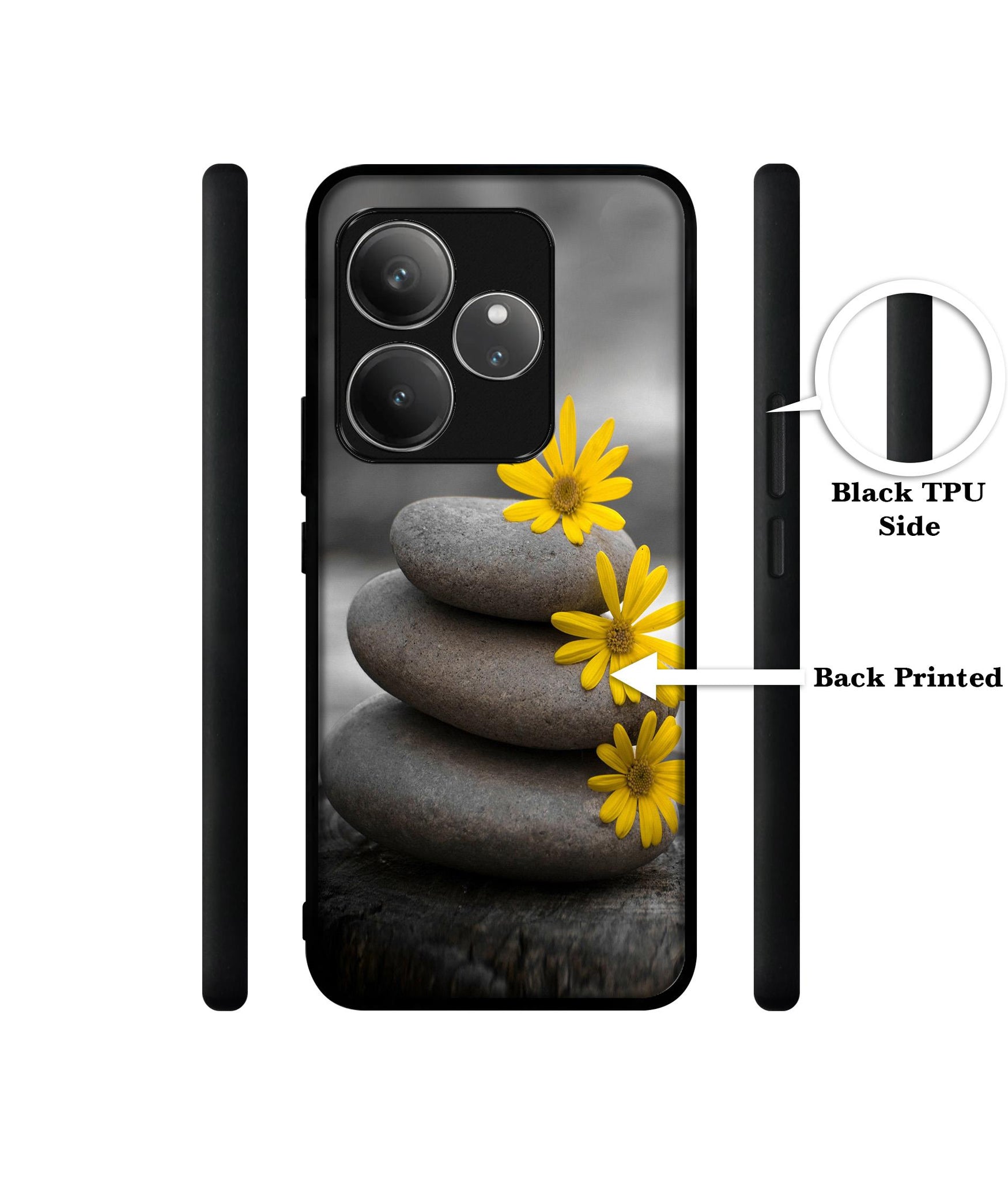 Stones And Flower Design Designer 2D Printed Back Case Cover for Realme GT 6 5G / GT 6T 5G