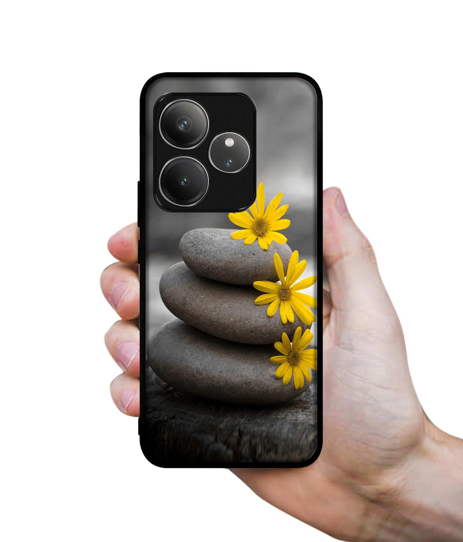 Stones And Flower Design Designer 2D Printed Back Case Cover for Realme GT 6 5G / GT 6T 5G