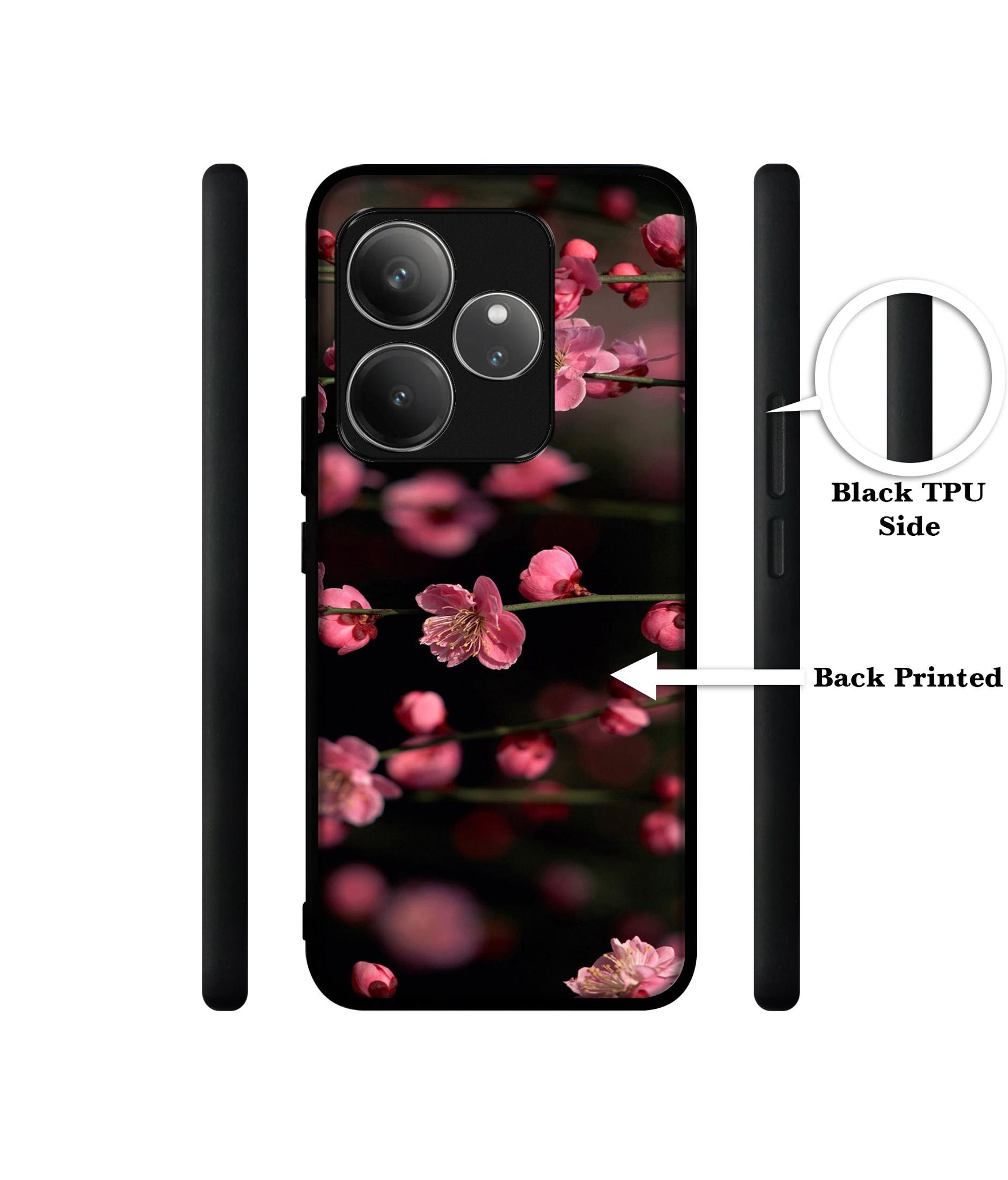 Pink Flowers Design Designer 2D Printed Back Case Cover for Realme GT 6 5G / GT 6T 5G