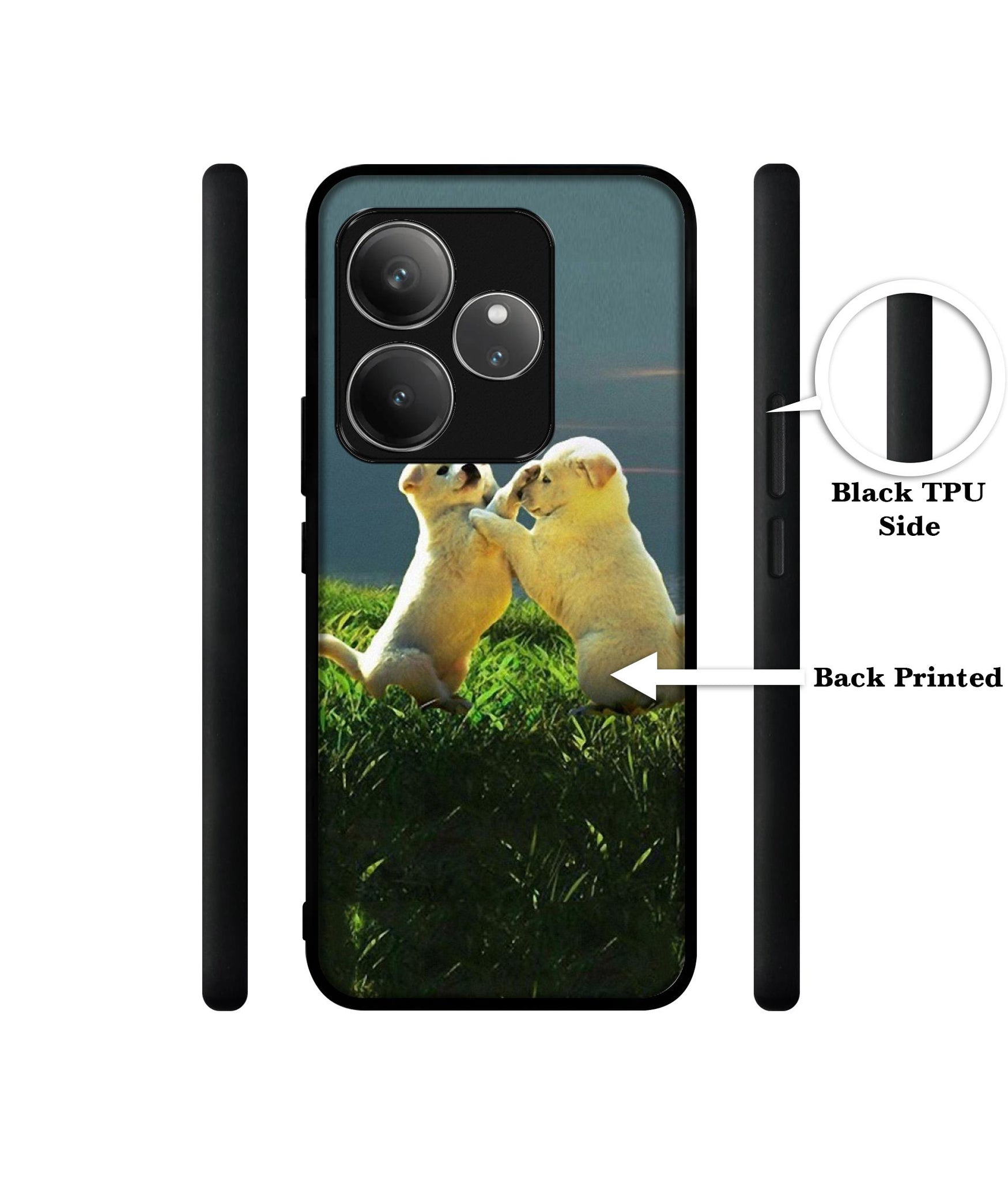 Puppy Couple Sunset Design Designer 2D Printed Back Case Cover for Realme GT 6 5G / GT 6T 5G