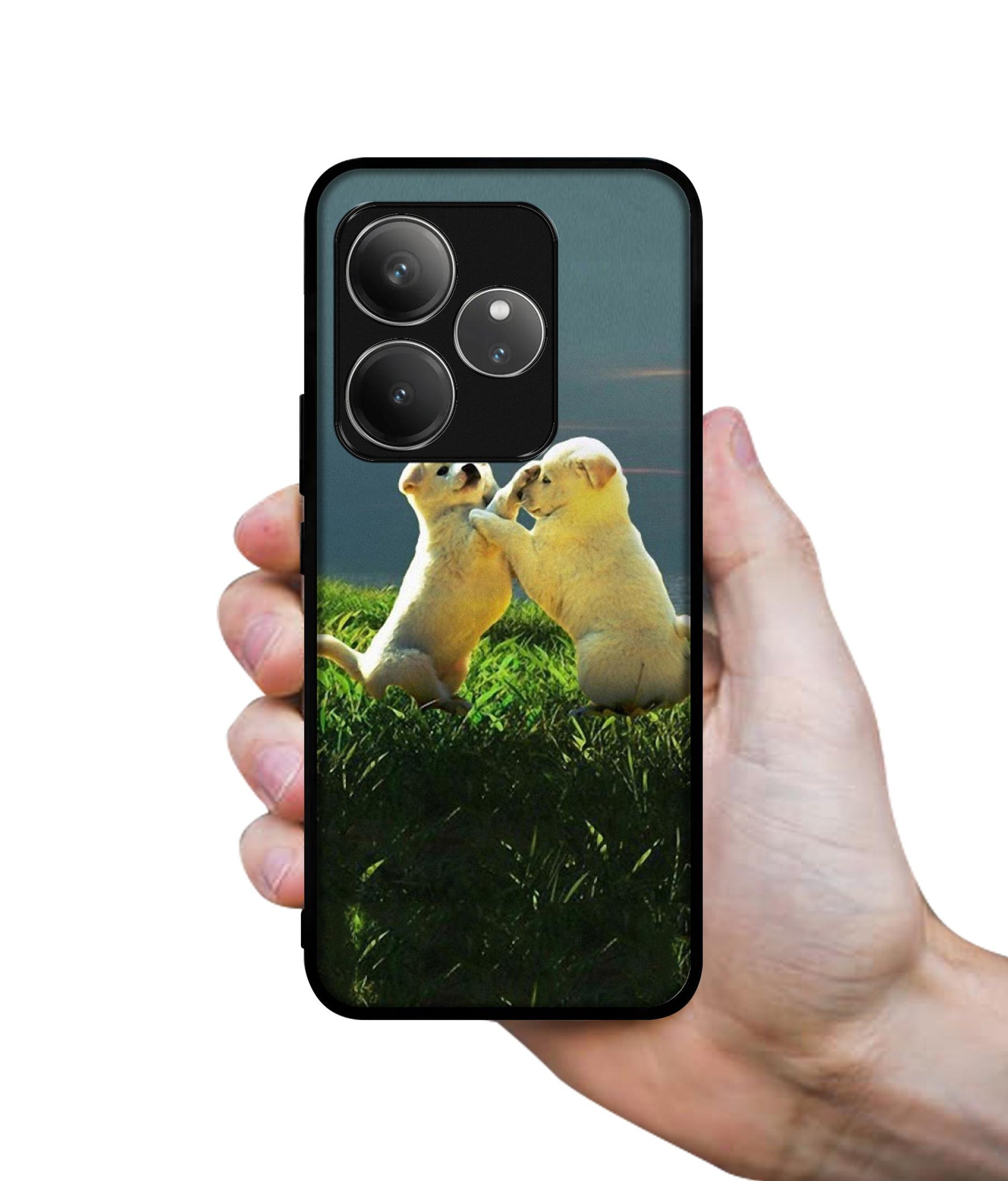 Puppy Couple Sunset Design Designer 2D Printed Back Case Cover for Realme GT 6 5G / GT 6T 5G