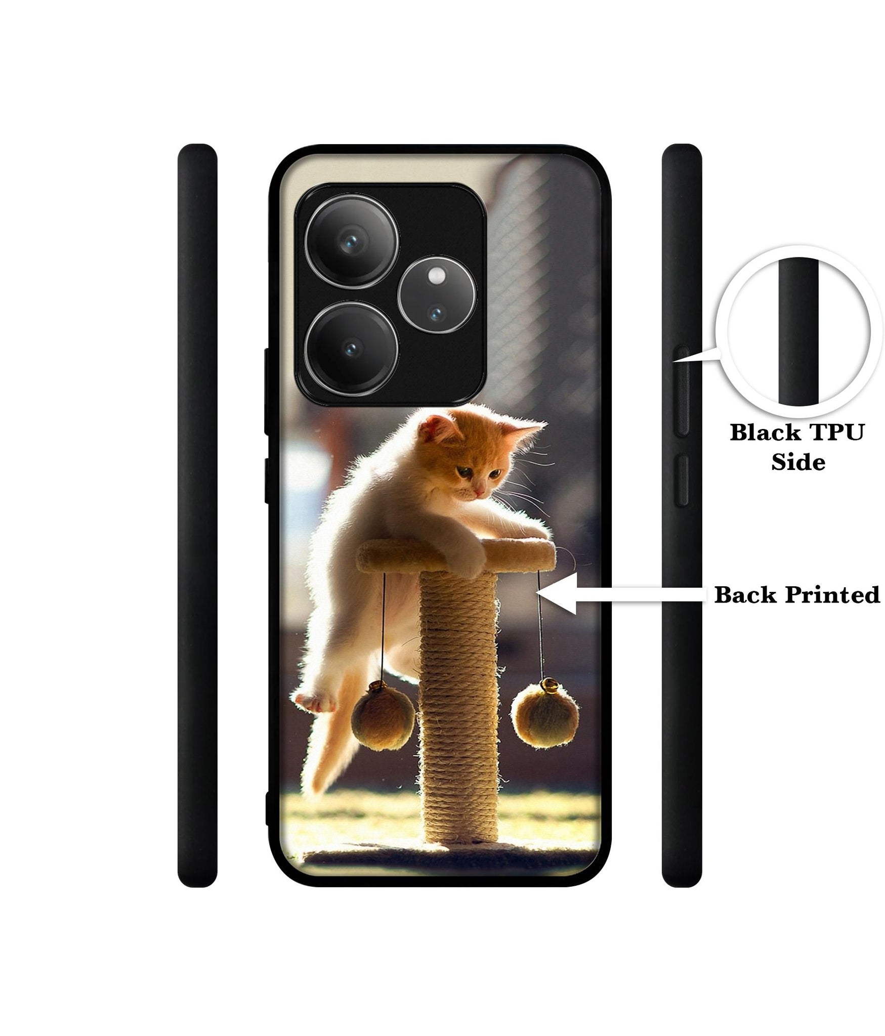 Cat Climbing Design Designer 2D Printed Back Case Cover for Realme GT 6 5G / GT 6T 5G