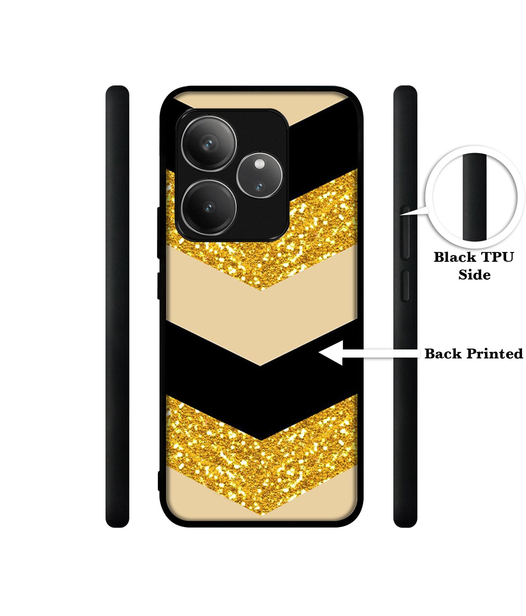 Black & Gold Design Designer 2D Printed Back Case Cover for Realme GT 6 5G / GT 6T 5G