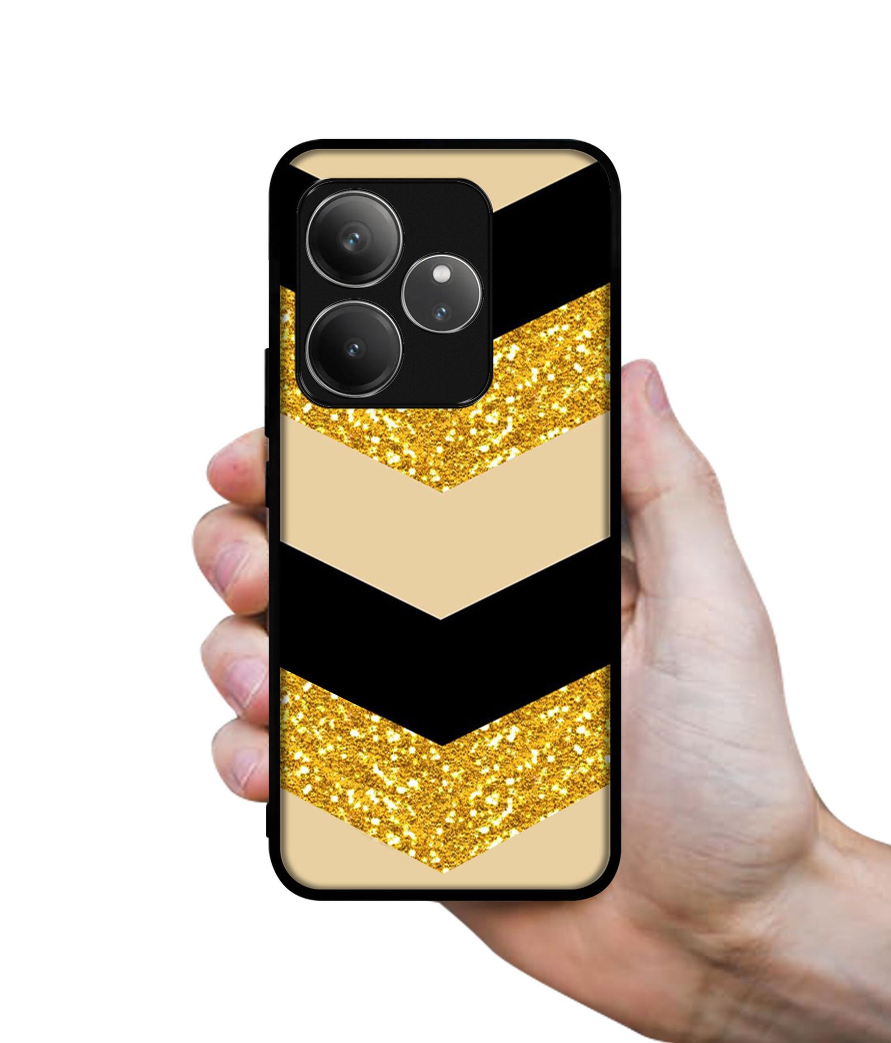 Black & Gold Design Designer 2D Printed Back Case Cover for Realme GT 6 5G / GT 6T 5G