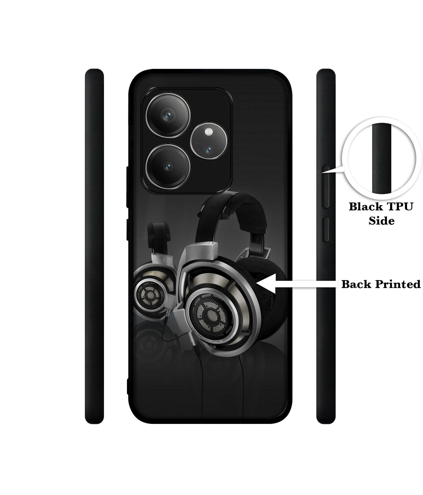 Head Phone Design Designer 2D Printed Back Case Cover for Realme GT 6 5G / GT 6T 5G