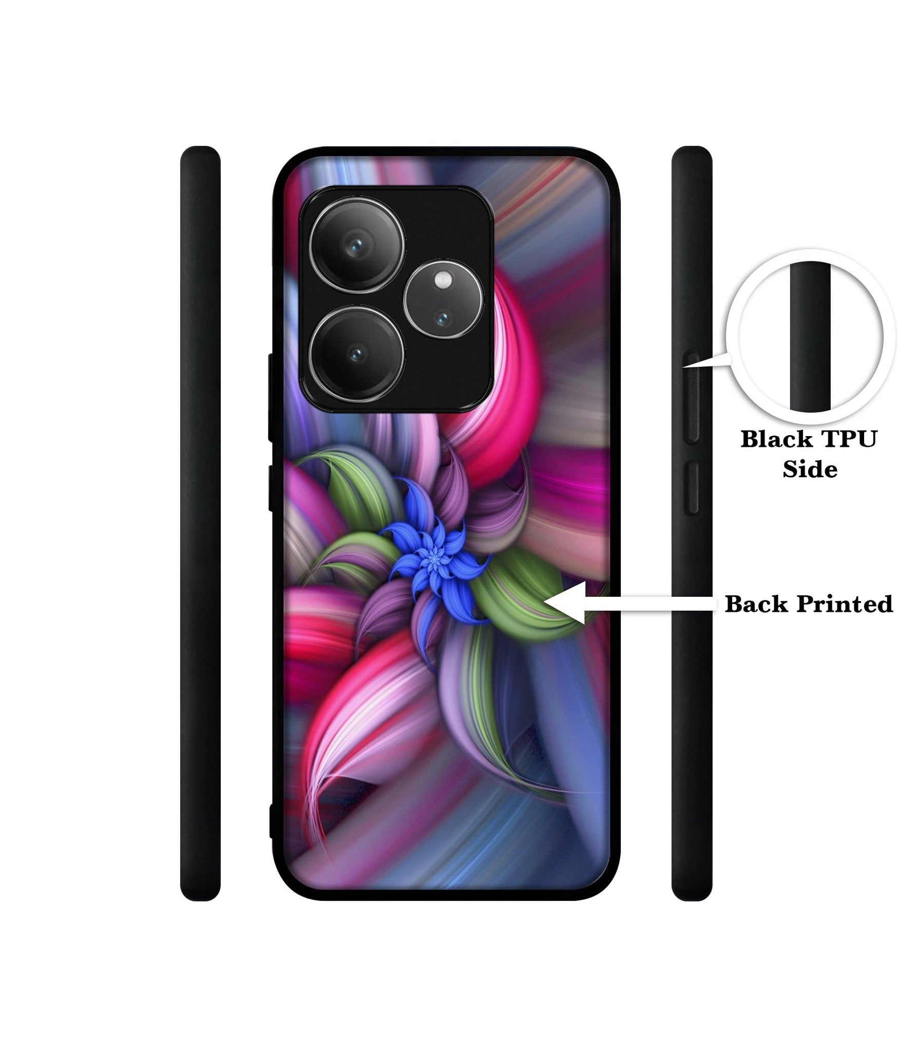 Colorful Flower Design Designer 2D Printed Back Case Cover for Realme GT 6 5G / GT 6T 5G