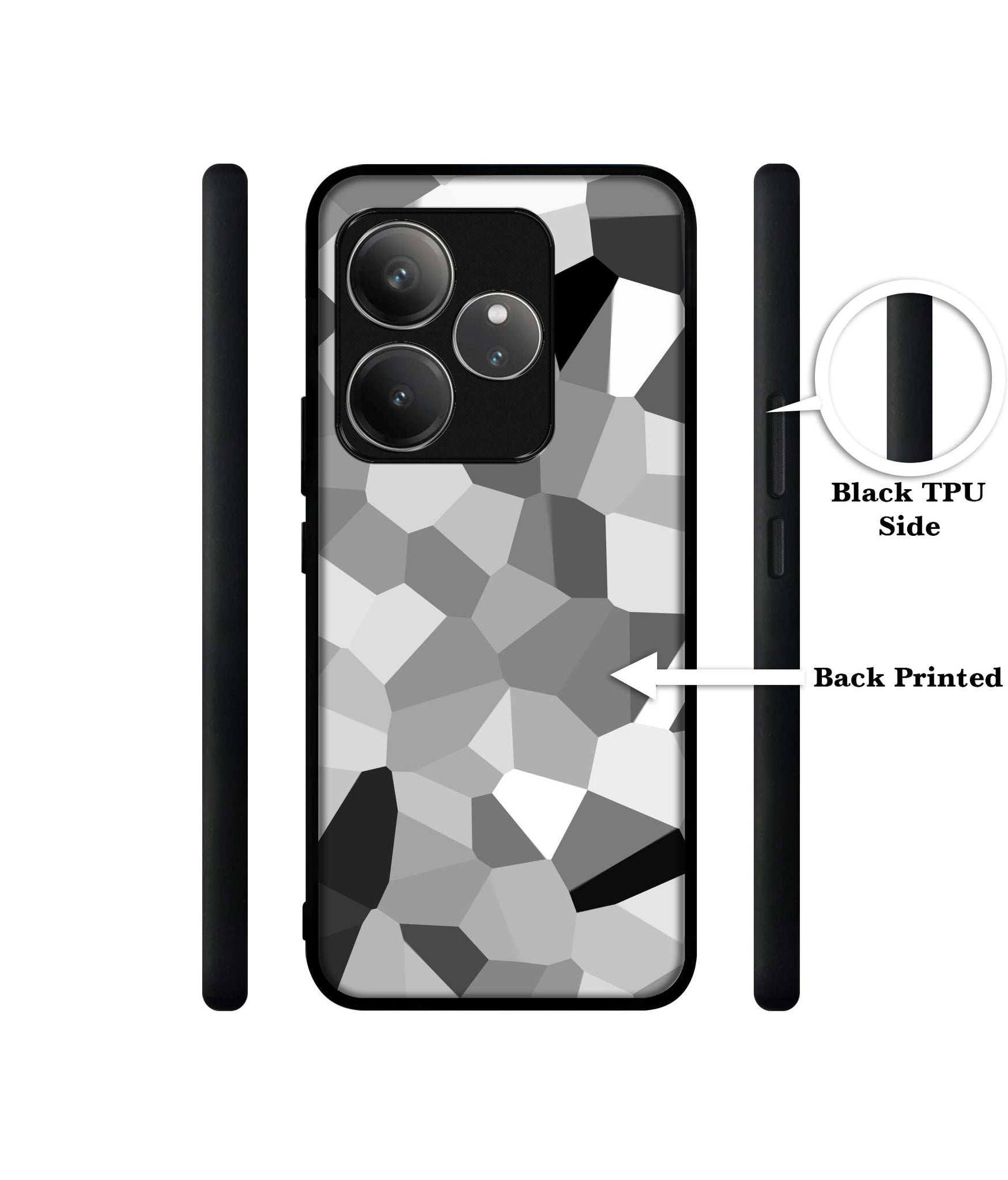 Black & White Mathematical Shape Design Designer 2D Printed Back Case Cover for Realme GT 6 5G / GT 6T 5G