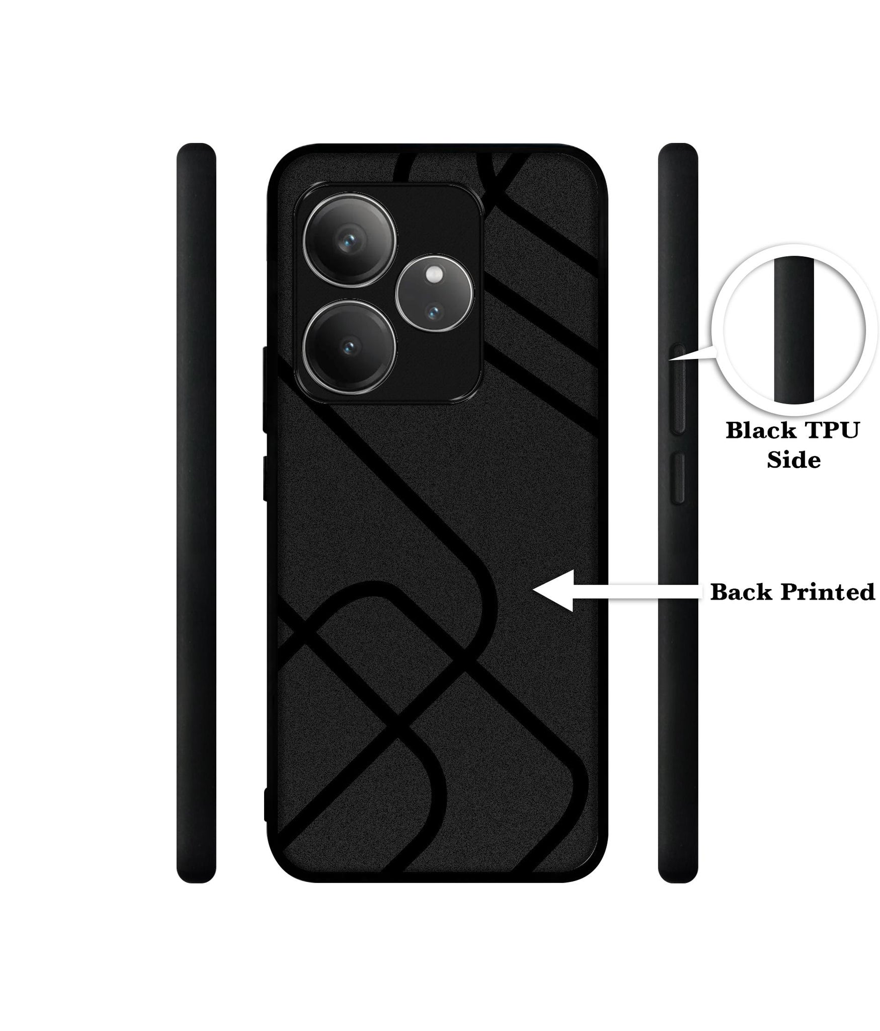 Zig-Zag Black Line Design Designer 2D Printed Back Case Cover for Realme GT 6 5G / GT 6T 5G