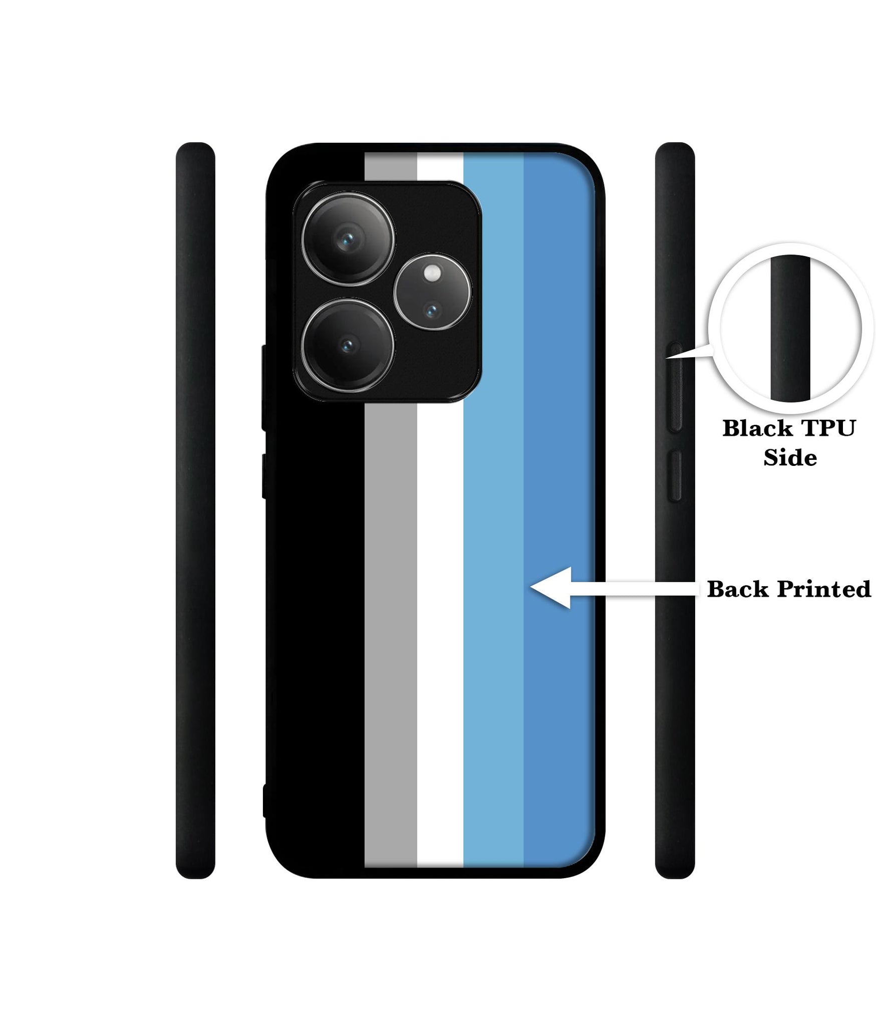 White and Blue Lines Design Designer 2D Printed Back Case Cover for Realme GT 6 5G / GT 6T 5G