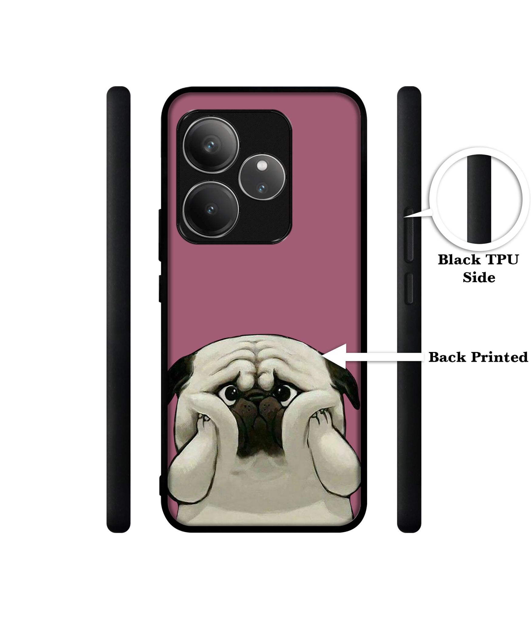 Cute Pug Holding Big Cheeks Design Designer 2D Printed Back Case Cover for Realme GT 6 5G / GT 6T 5G