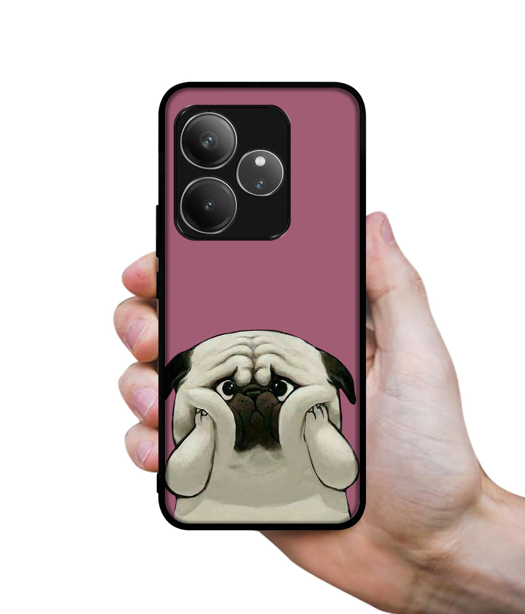 Cute Pug Holding Big Cheeks Design Designer 2D Printed Back Case Cover for Realme GT 6 5G / GT 6T 5G
