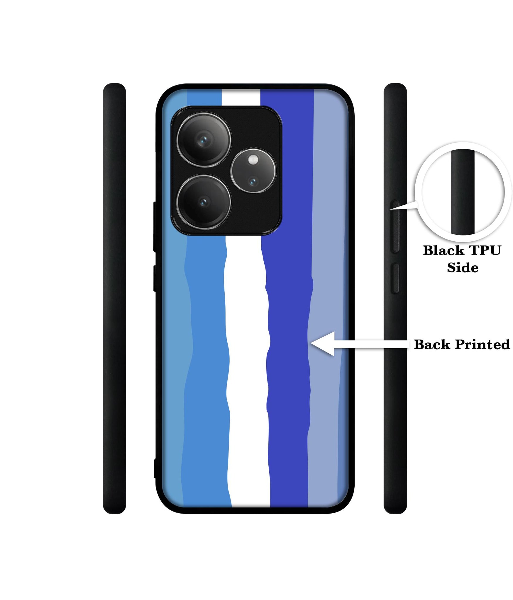 Blue Stripes Rainbow Design Designer 2D Printed Back Case Cover for Realme GT 6 5G / GT 6T 5G