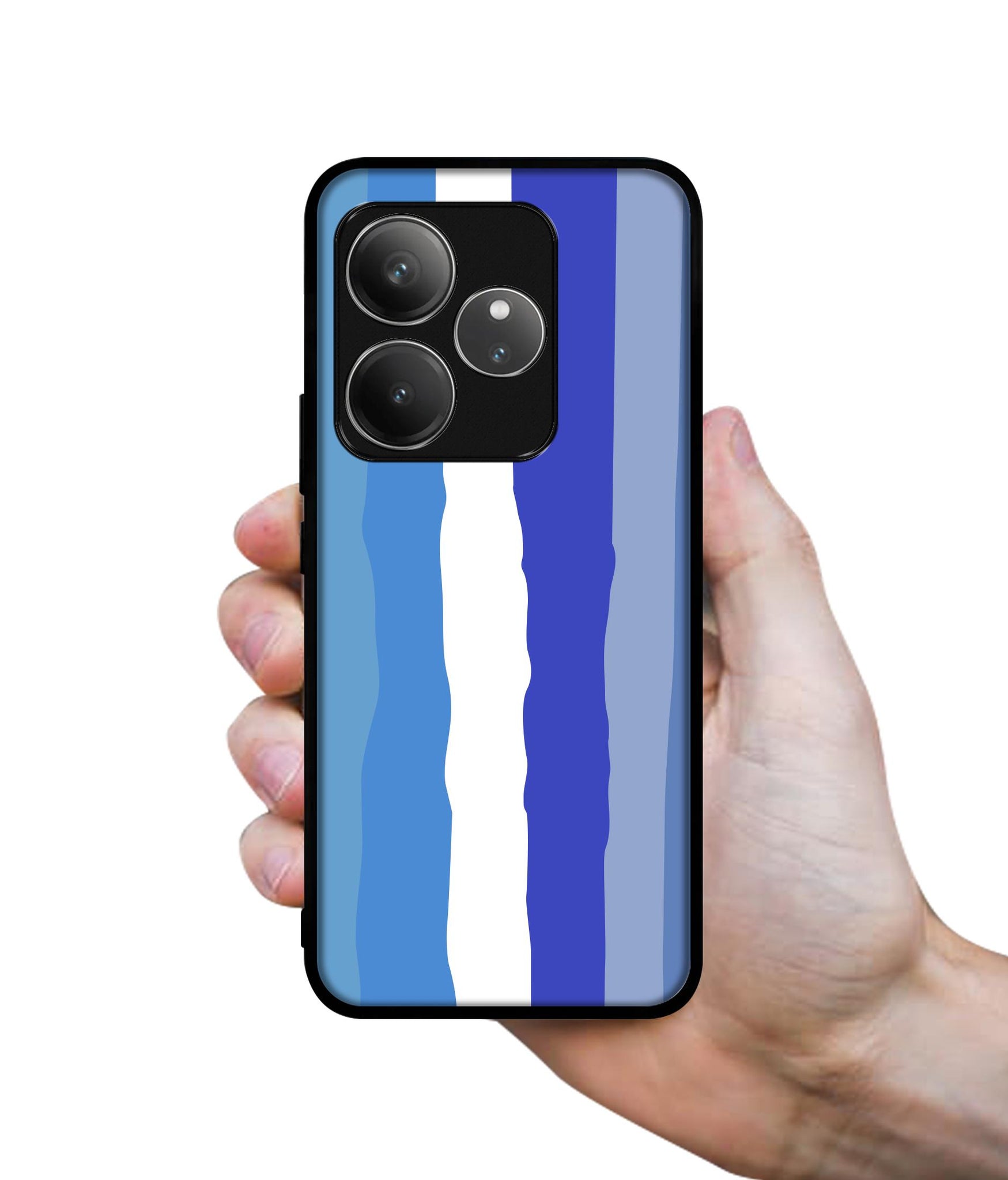 Blue Stripes Rainbow Design Designer 2D Printed Back Case Cover for Realme GT 6 5G / GT 6T 5G