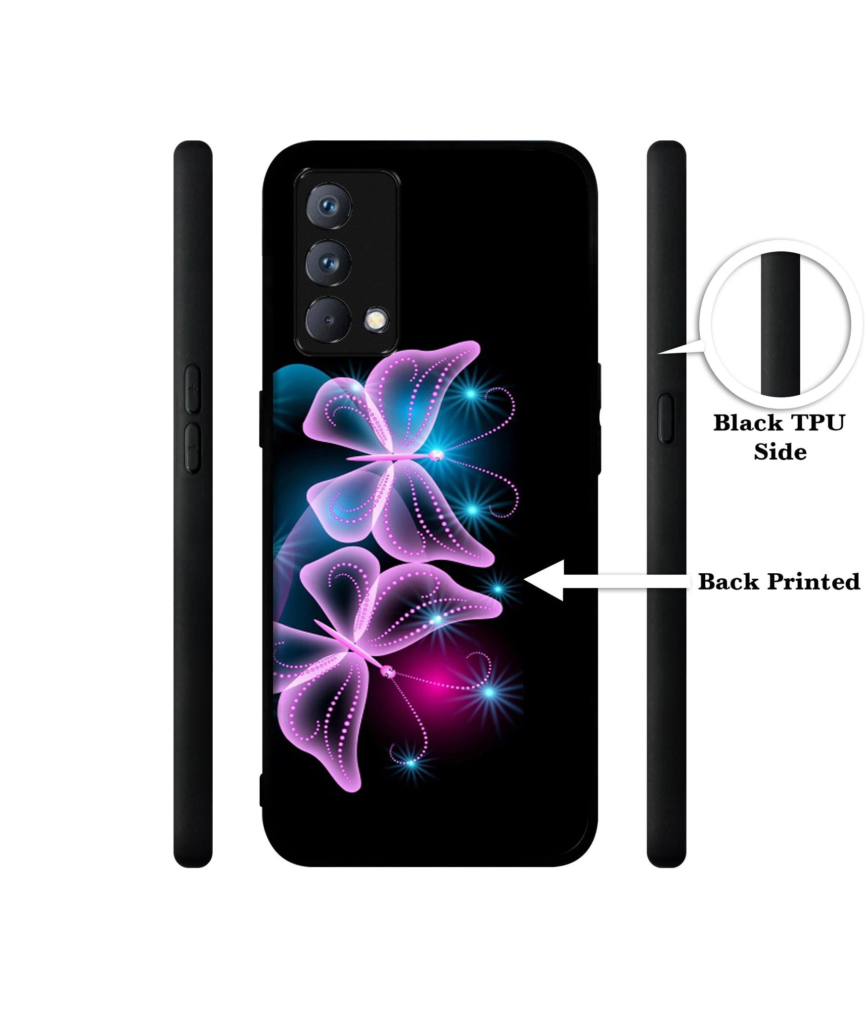 Butterflies Neon Light Design Designer 2D Printed Back Case Cover for Realme GT Master Edition 5G