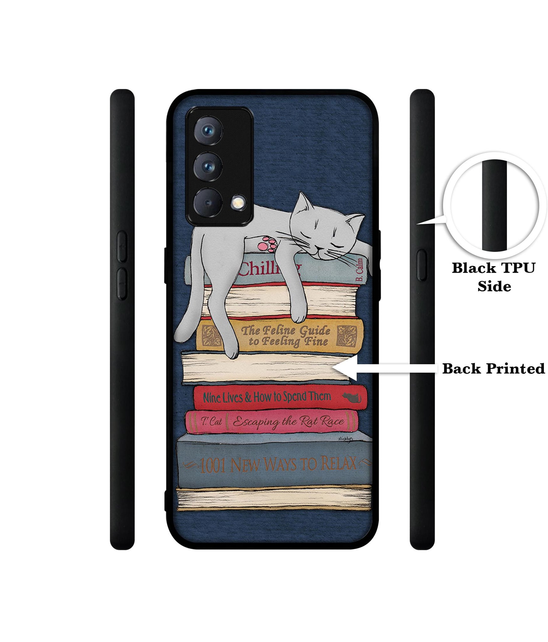 Cat Sleeping On The Books Design Designer 2D Printed Back Case Cover for Realme GT Master Edition 5G