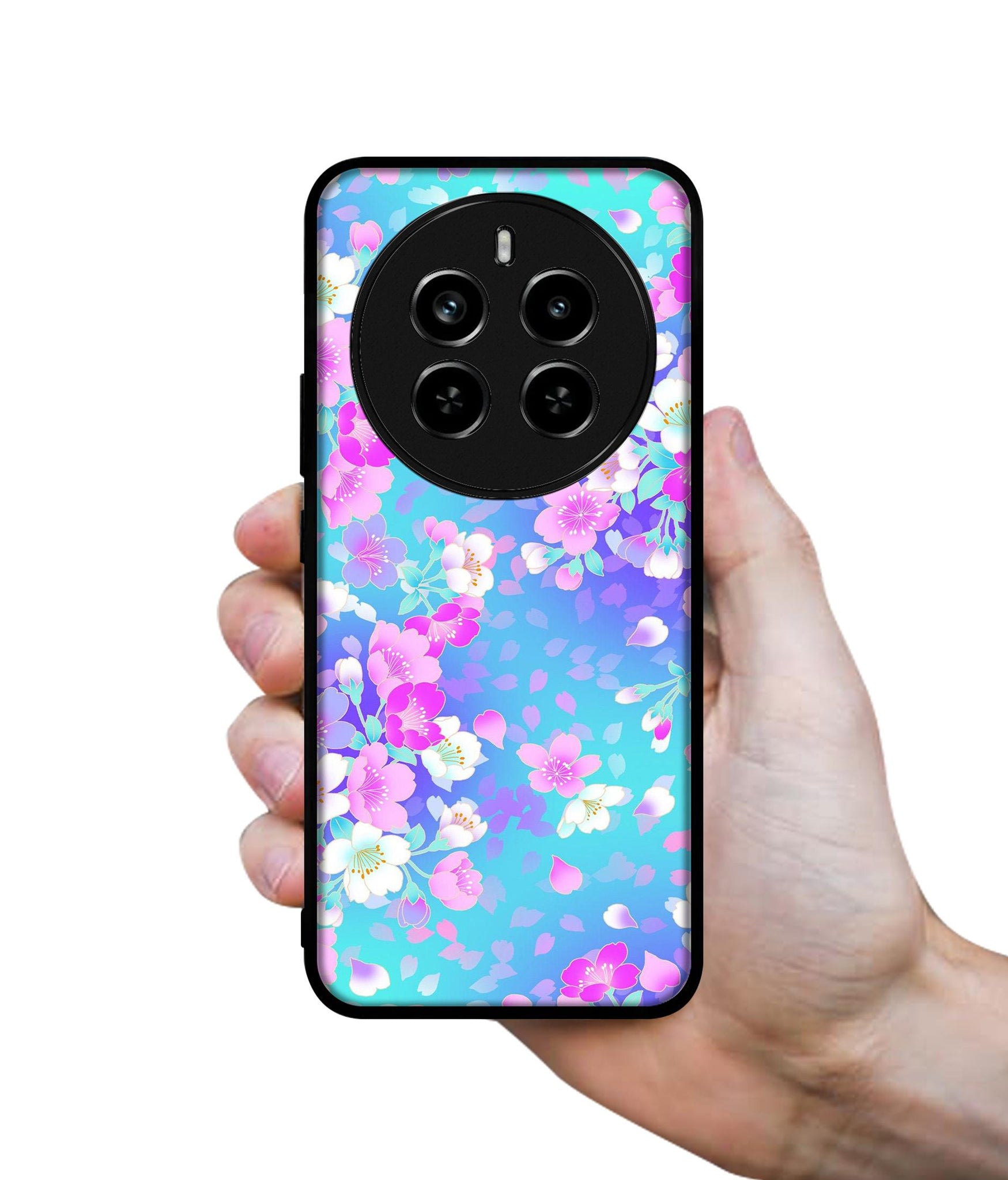 Floral Blue Pattern Design Designer 2D Printed Back Case Cover for Realme P1 Pro 5G / 12 Pro 5G / 12 Pro Plus 5G