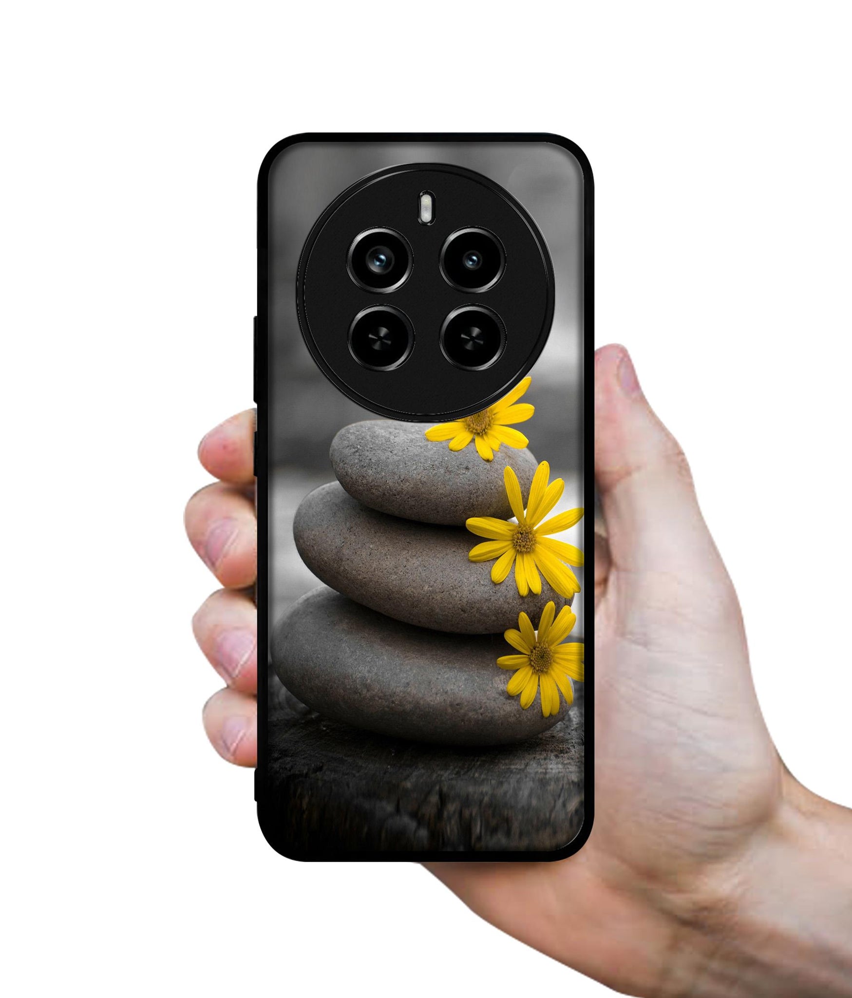 Stones And Flower Design Designer 2D Printed Back Case Cover for Realme P1 Pro 5G / 12 Pro 5G / 12 Pro Plus 5G