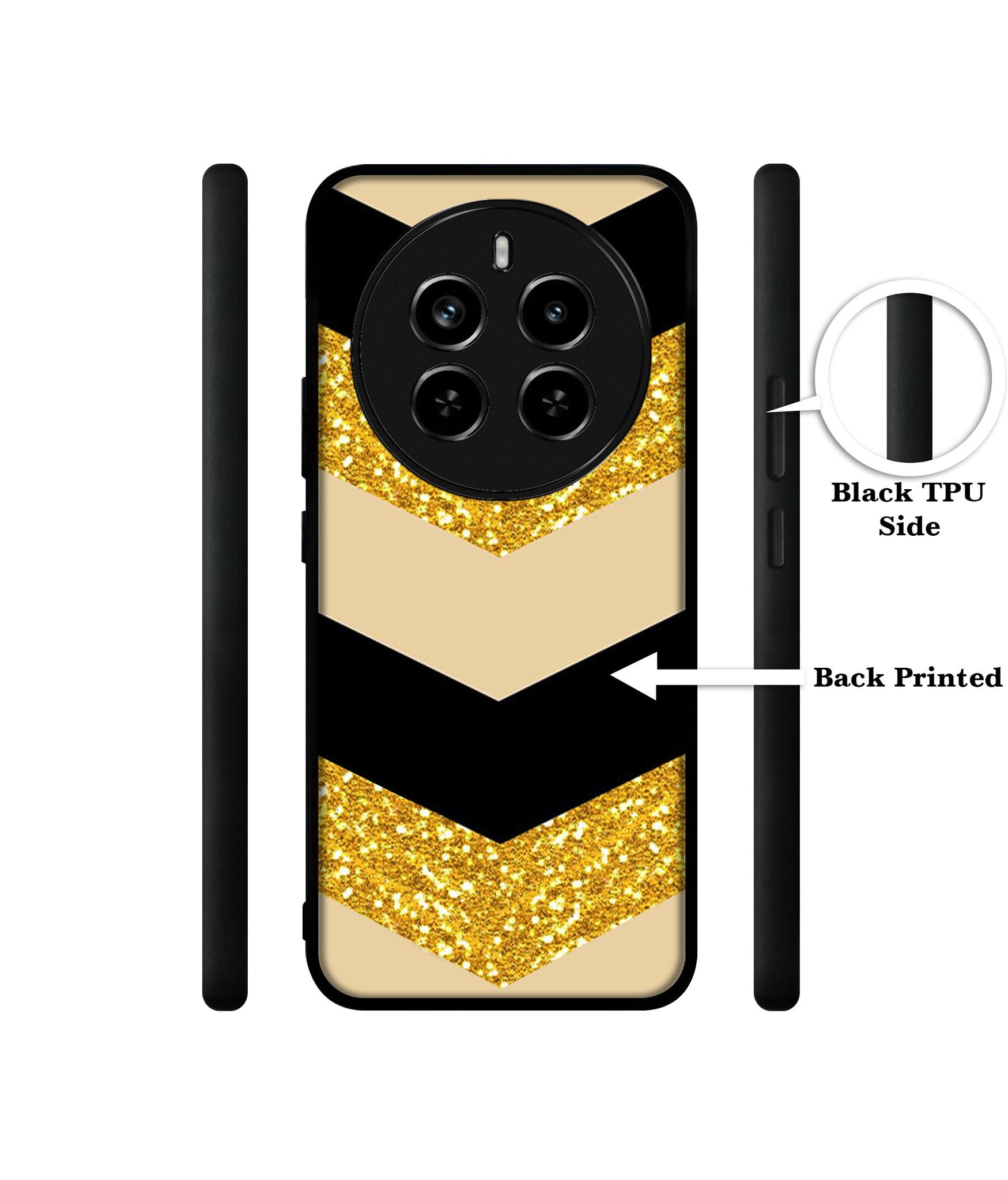 Black & Gold Design Designer 2D Printed Back Case Cover for Realme P1 Pro 5G / 12 Pro 5G / 12 Pro Plus 5G