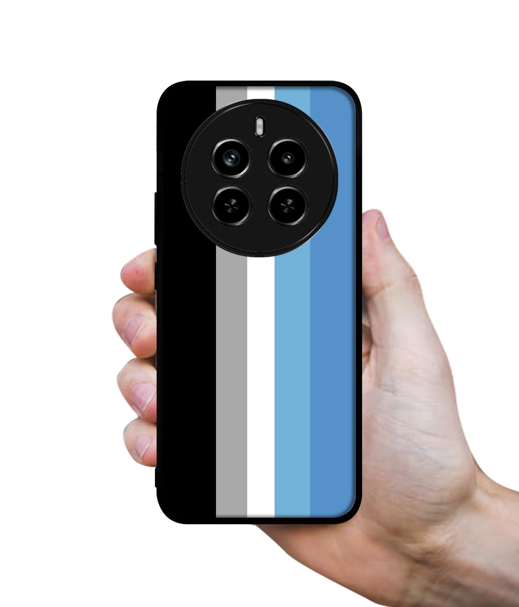 White and Blue Lines Design Designer 2D Printed Back Case Cover for Realme P1 Pro 5G / 12 Pro 5G / 12 Pro Plus 5G