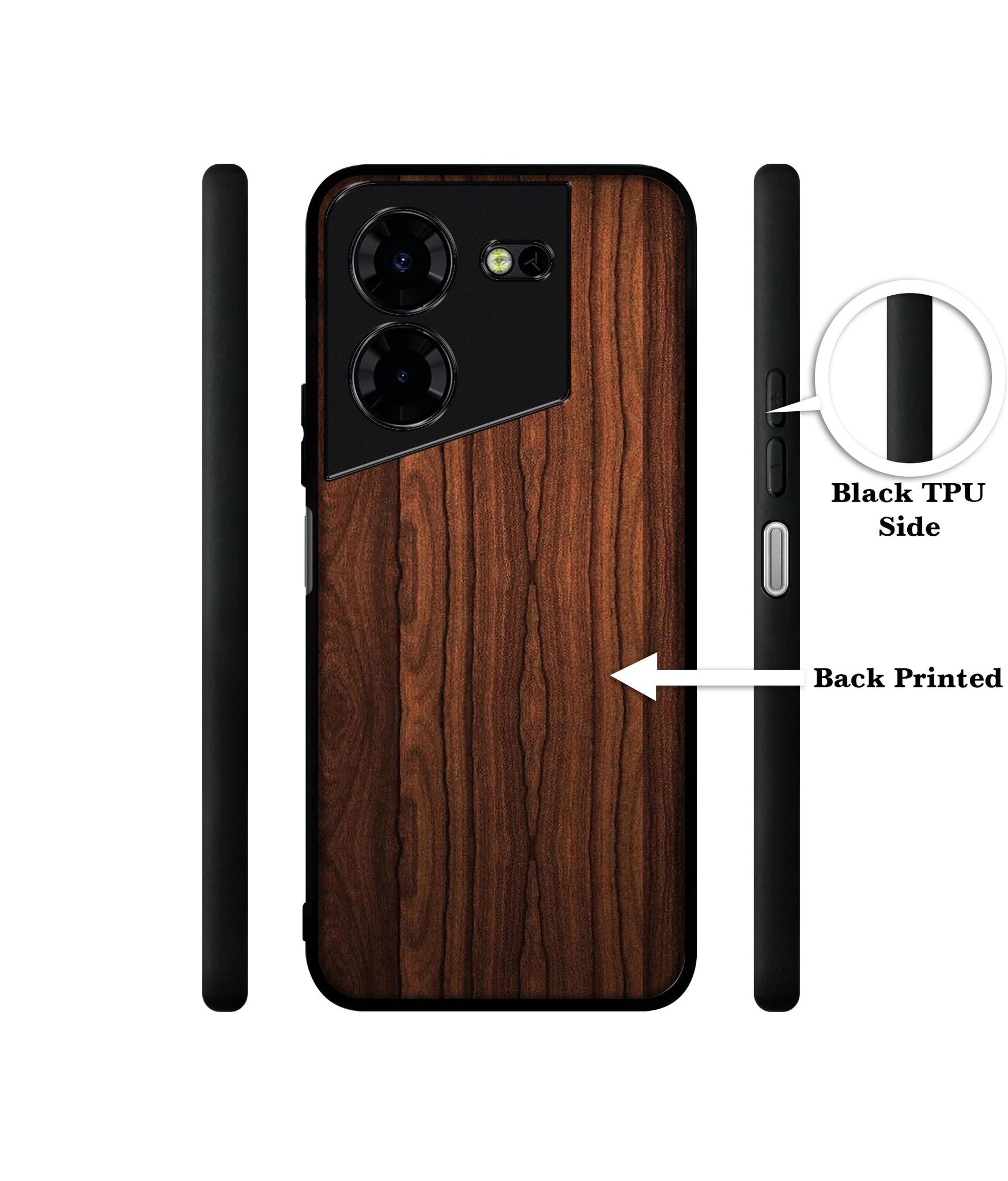 Brown Wooden Texture Design Designer 2D Printed Back Case Cover for Tecno Pova 5 4G / Pova 5 Pro 5G