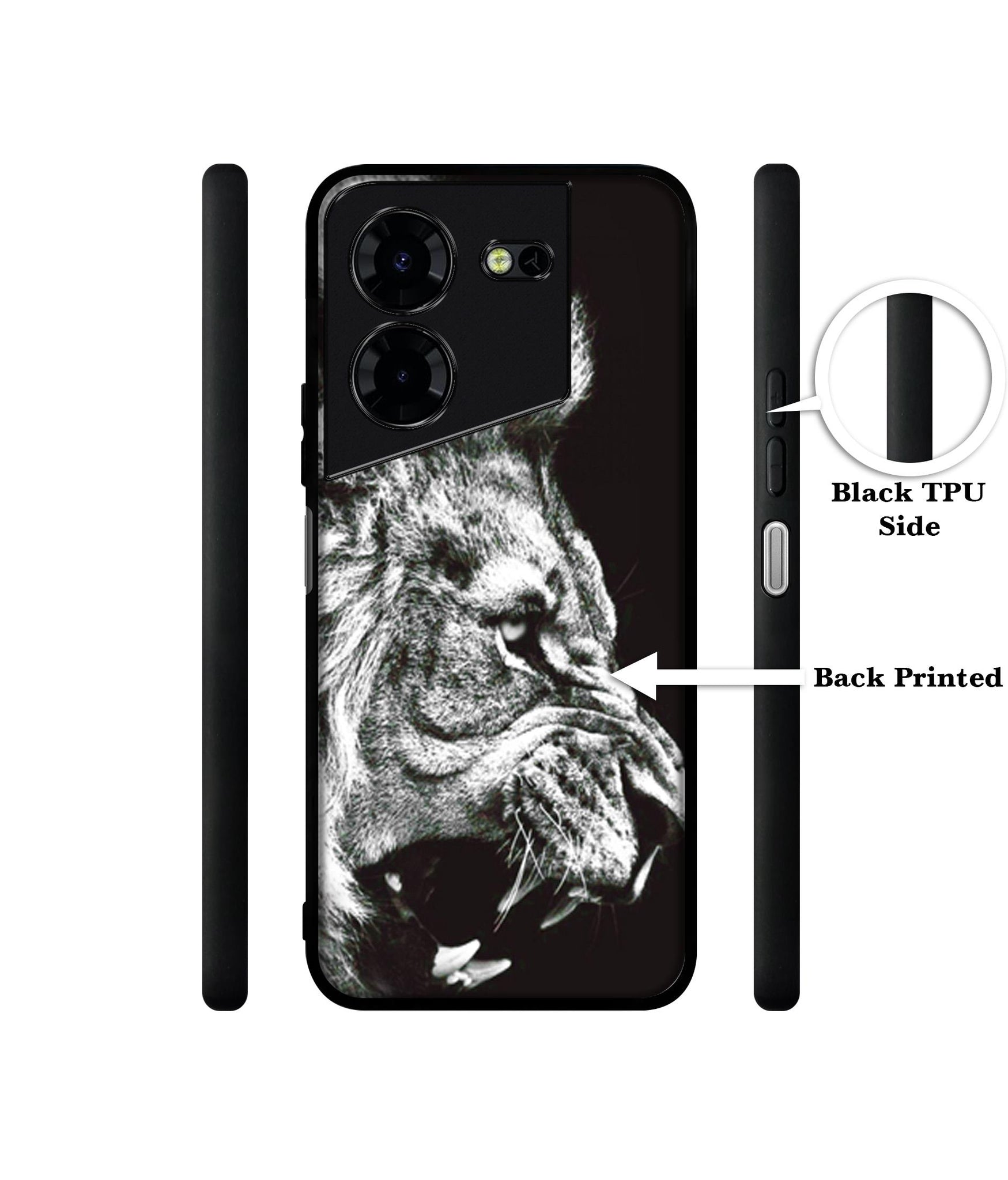 Angry Lion Design Designer 2D Printed Back Case Cover for Tecno Pova 5 4G / Pova 5 Pro 5G