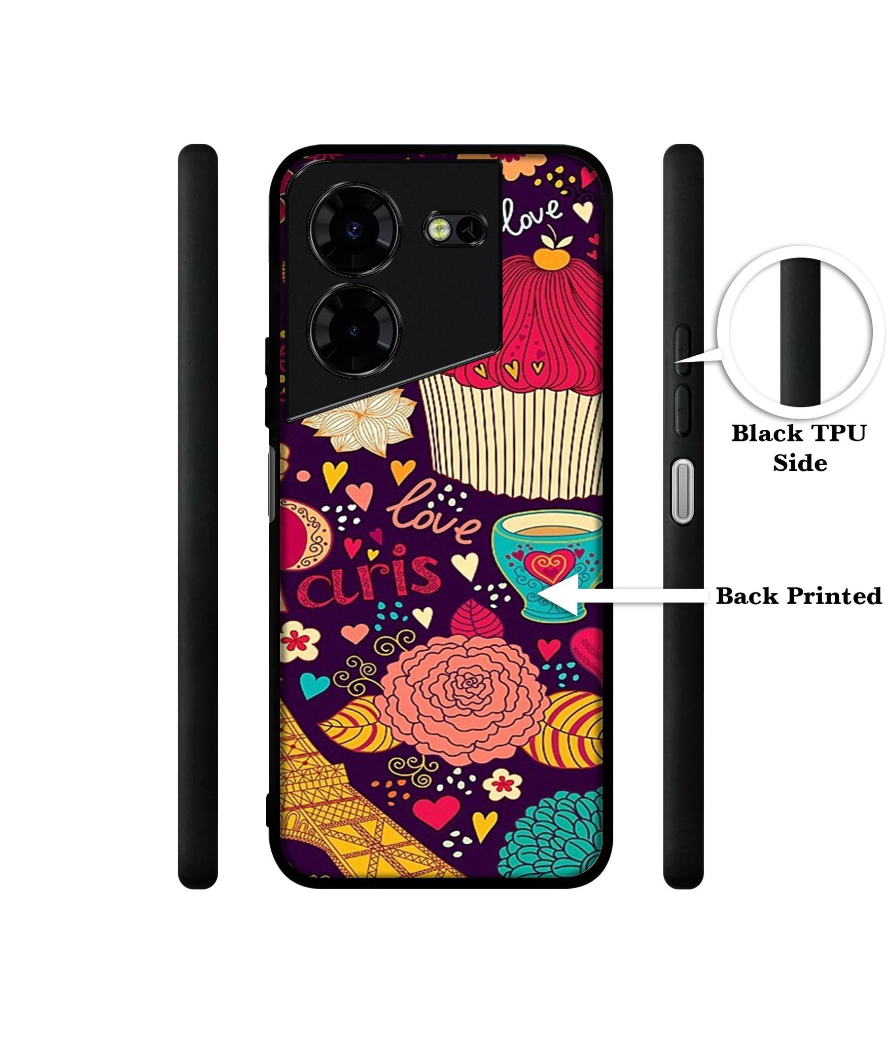 Paris Flower Love Design Designer 2D Printed Back Case Cover for Tecno Pova 5 4G / Pova 5 Pro 5G