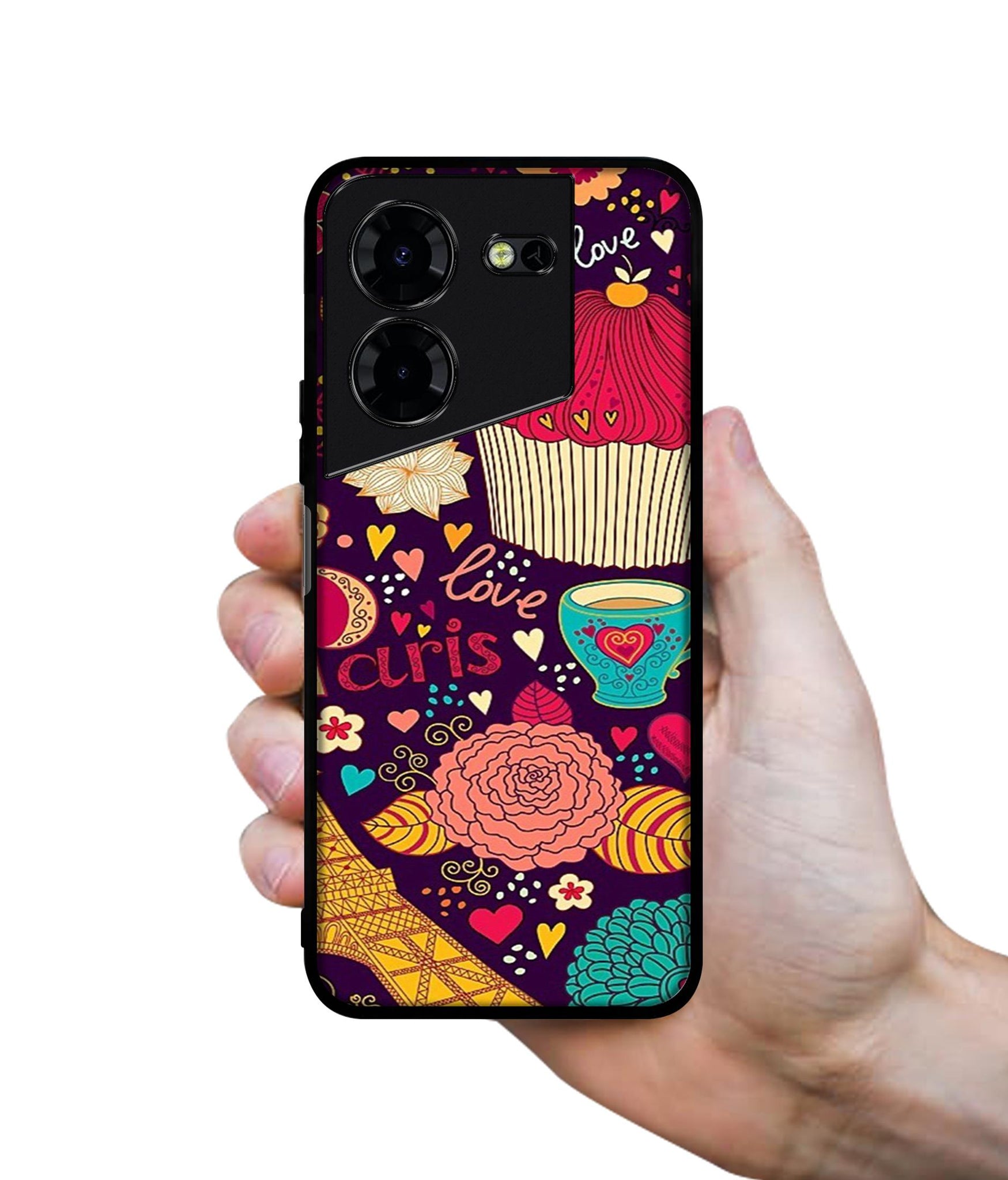 Paris Flower Love Design Designer 2D Printed Back Case Cover for Tecno Pova 5 4G / Pova 5 Pro 5G