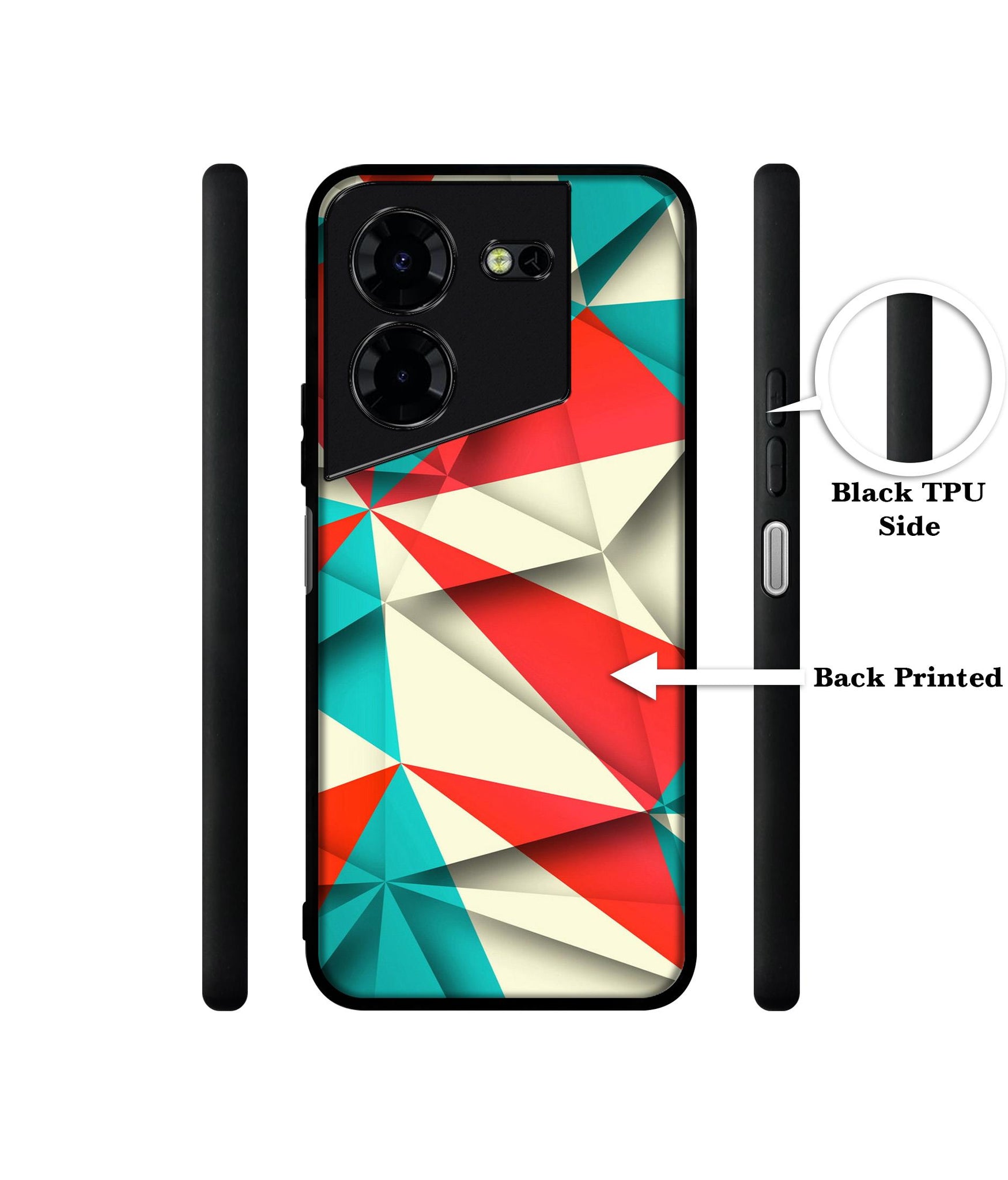 Red Blue White Pattern Design Designer 2D Printed Back Case Cover for Tecno Pova 5 4G / Pova 5 Pro 5G