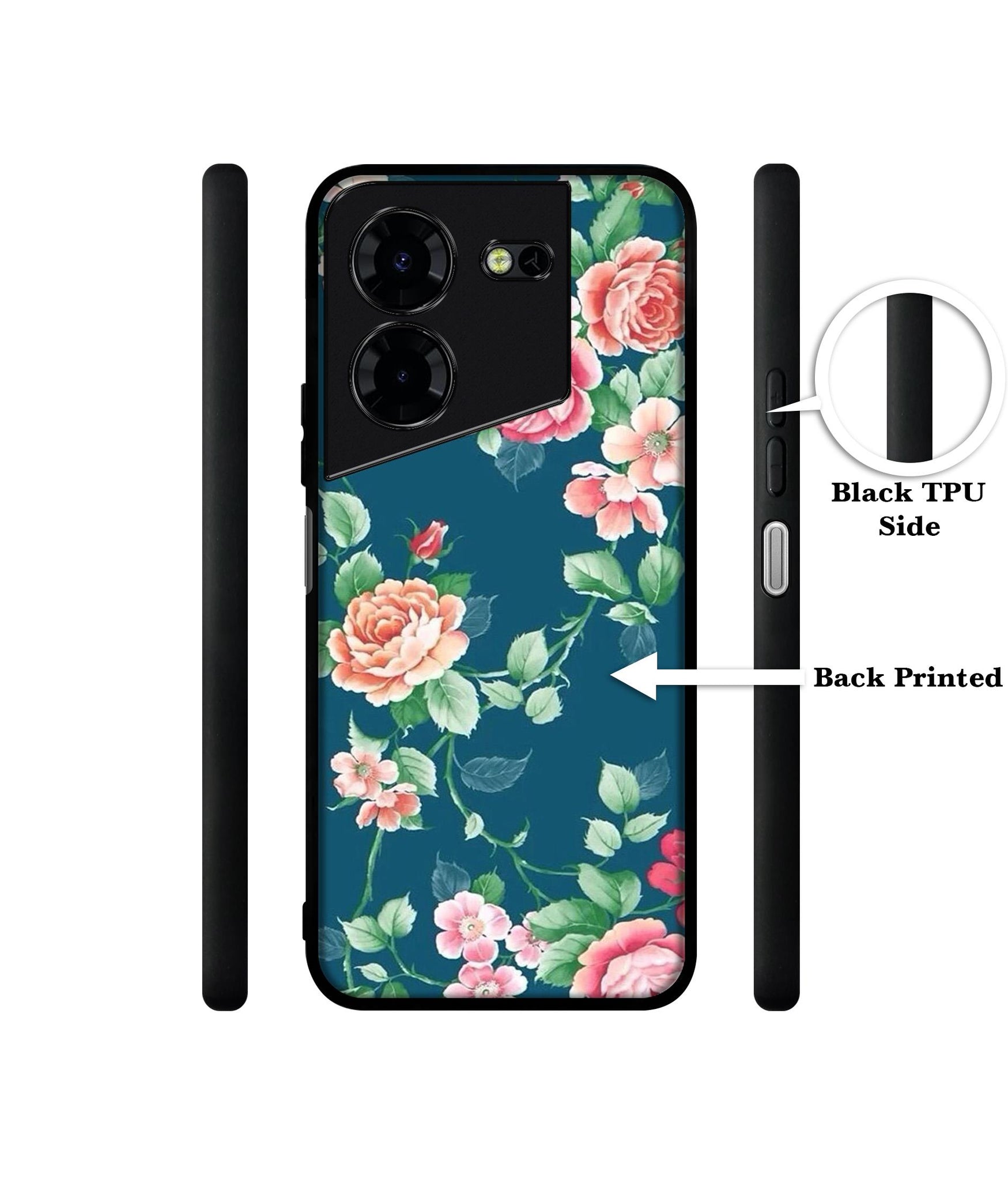 Vintage Floral Design Designer 2D Printed Back Case Cover for Tecno Pova 5 4G / Pova 5 Pro 5G