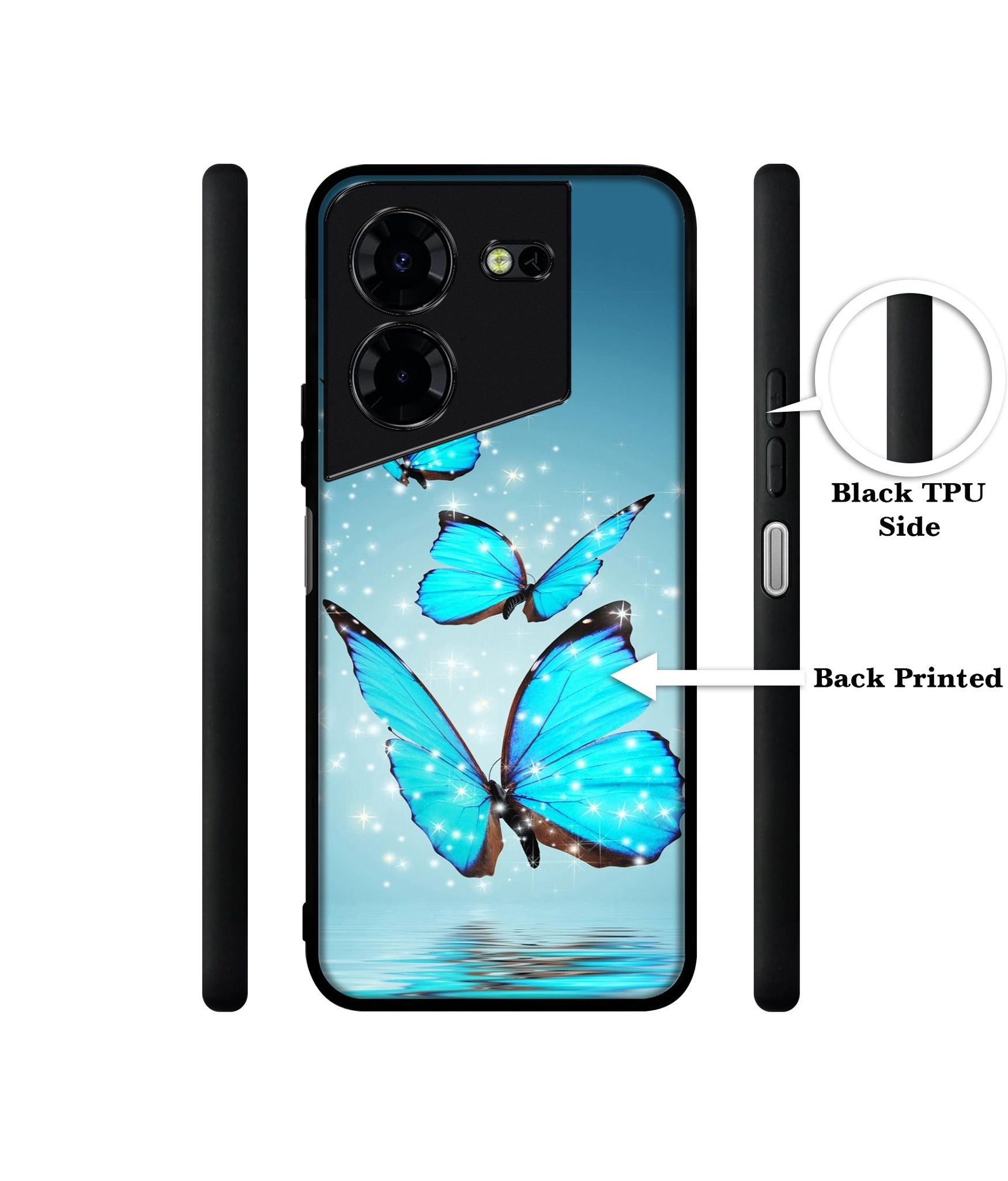 Flying Butterflies Design Designer 2D Printed Back Case Cover for Tecno Pova 5 4G / Pova 5 Pro 5G