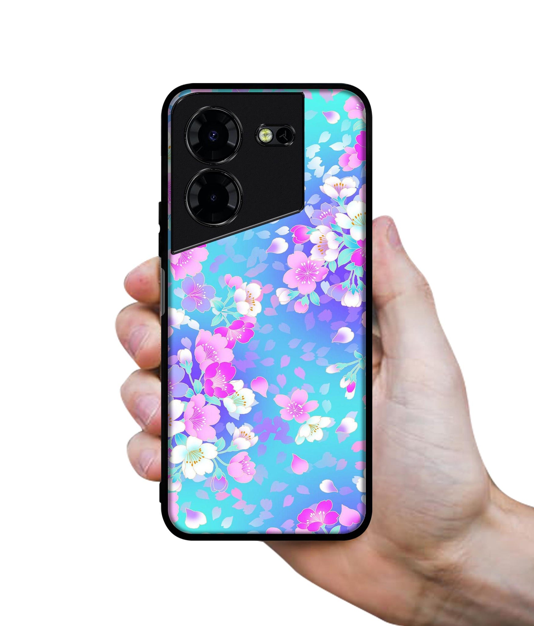 Floral Blue Pattern Design Designer 2D Printed Back Case Cover for Tecno Pova 5 4G / Pova 5 Pro 5G