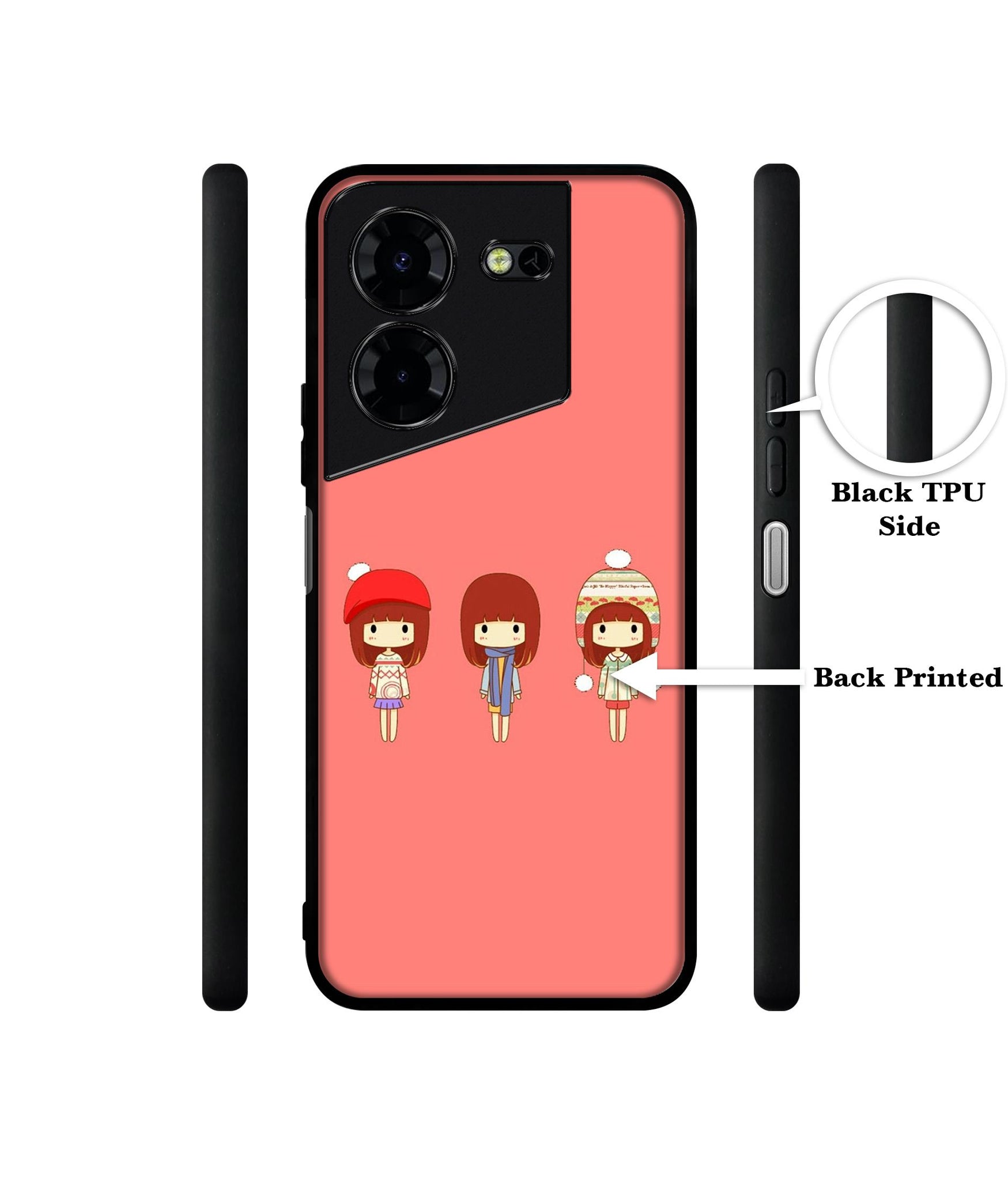Cute Girls Design Designer 2D Printed Back Case Cover for Tecno Pova 5 4G / Pova 5 Pro 5G