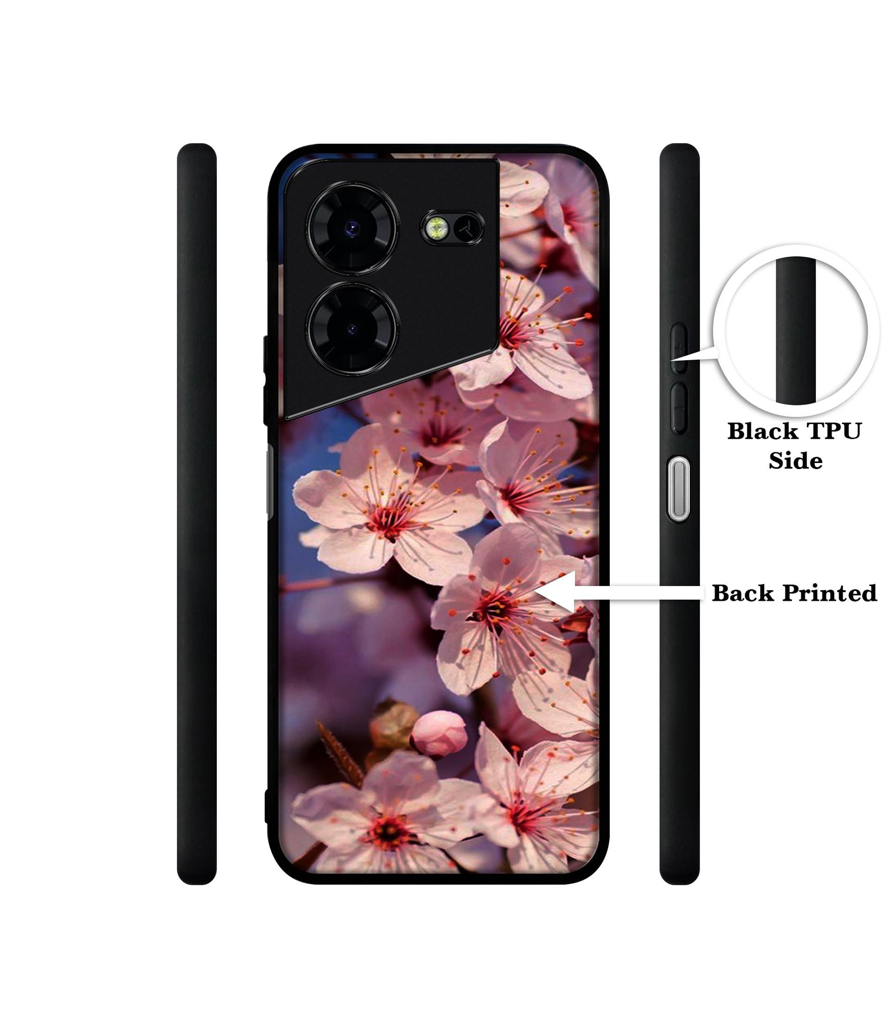 Pink Flowers Pattern Design Designer 2D Printed Back Case Cover for Tecno Pova 5 4G / Pova 5 Pro 5G