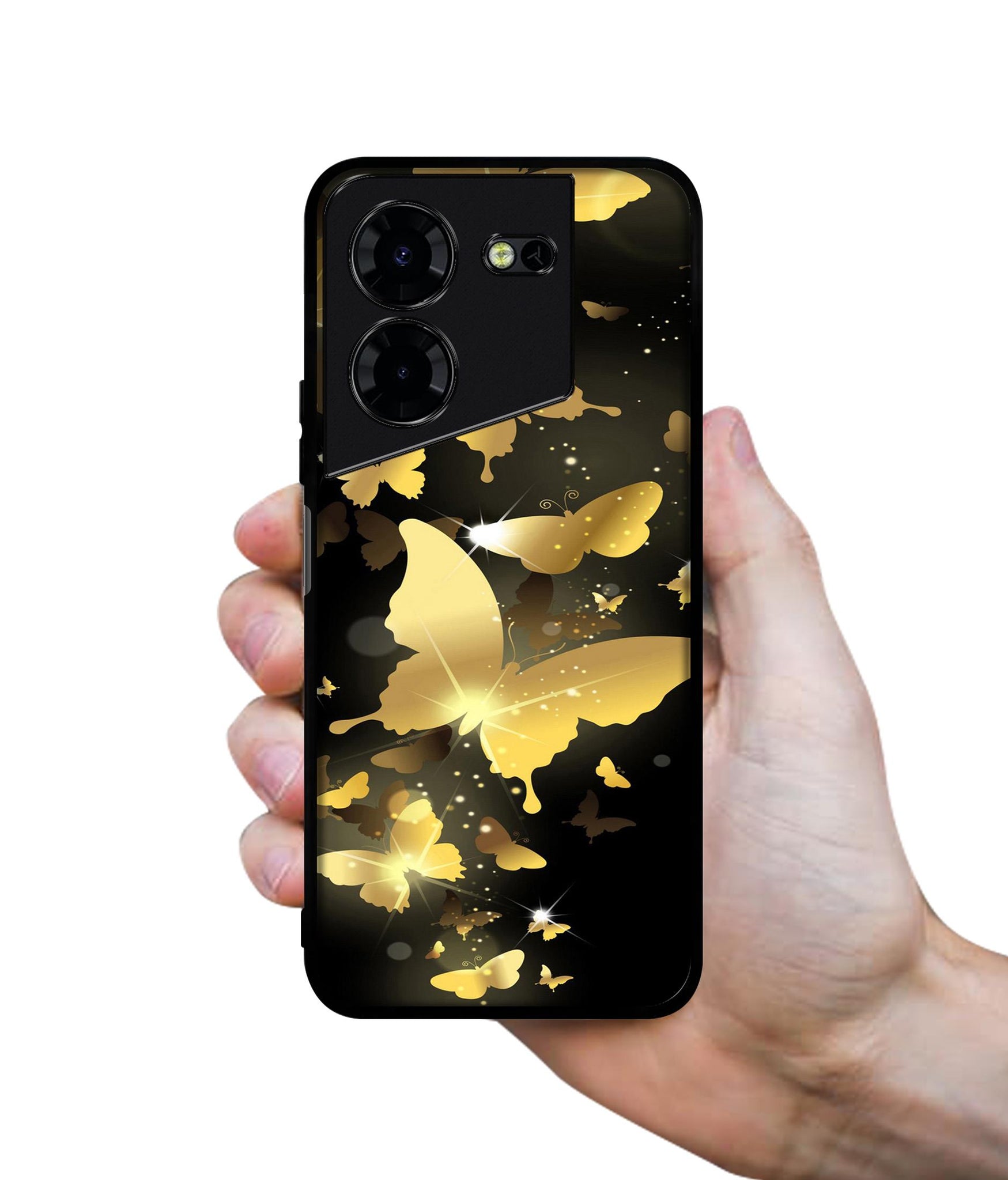 Golden Butterfly Pattern Design Designer 2D Printed Back Case Cover for Tecno Pova 5 4G / Pova 5 Pro 5G