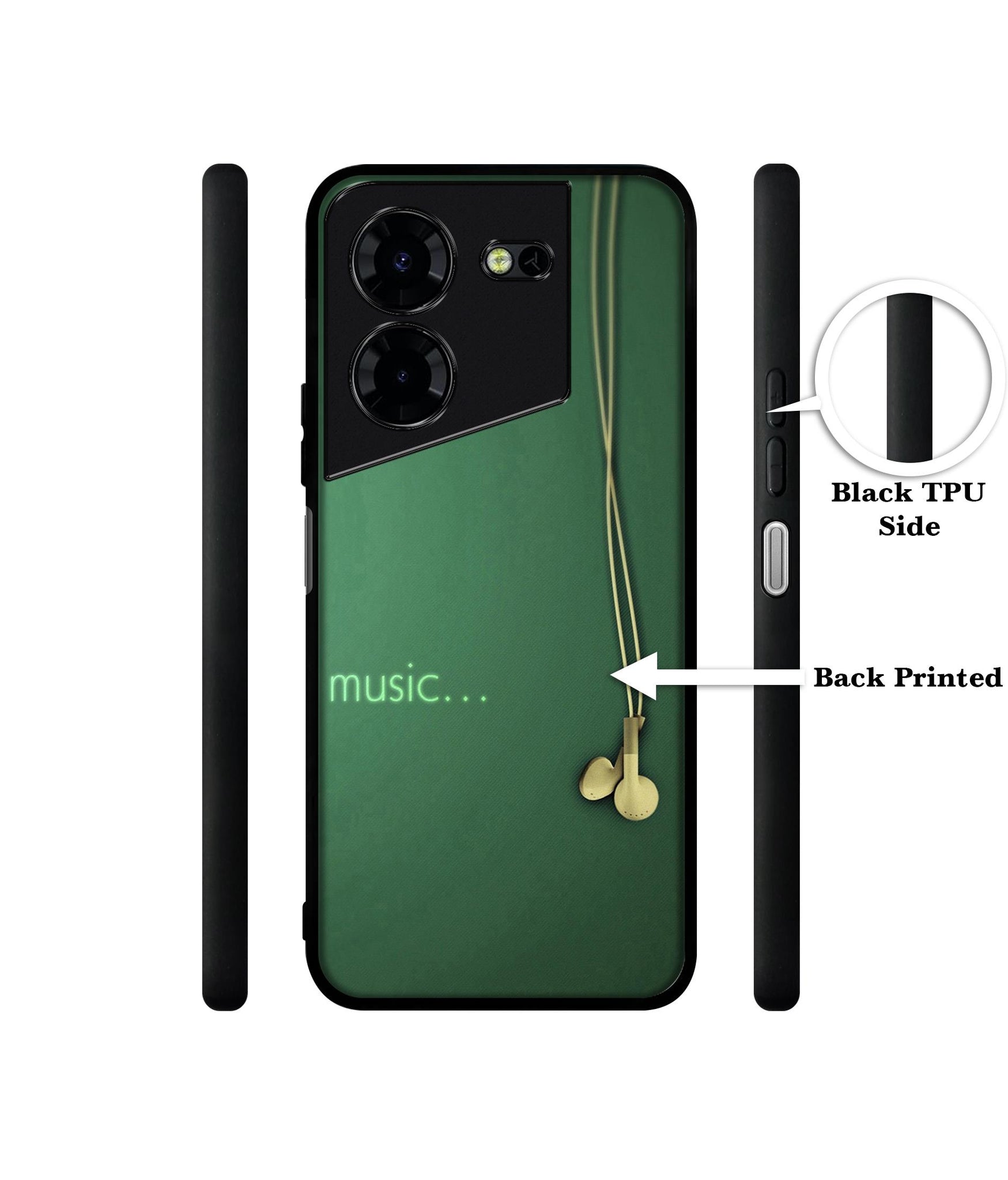 Headphone Music Design Designer 2D Printed Back Case Cover for Tecno Pova 5 4G / Pova 5 Pro 5G