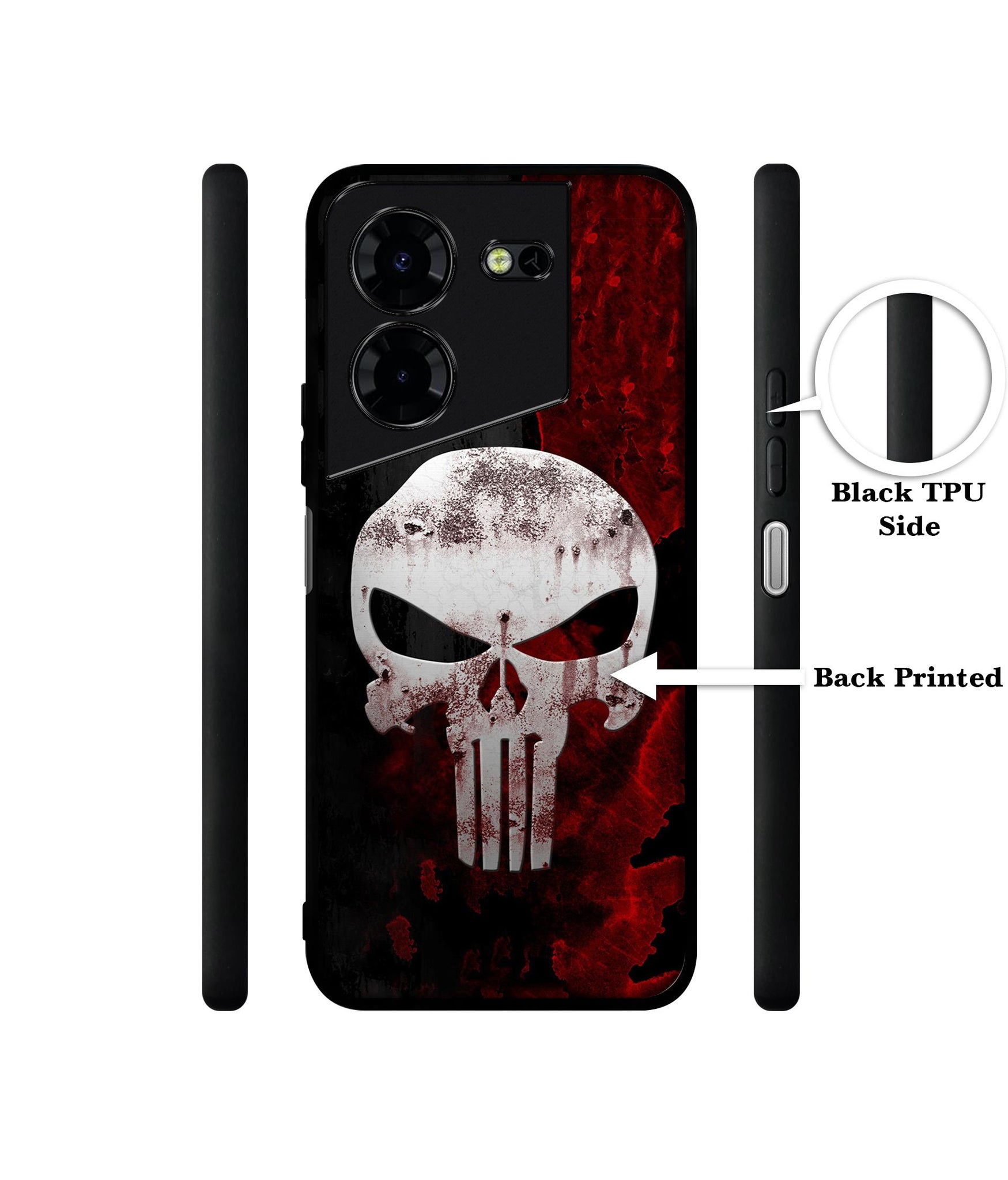 Punisher Skull Design Designer 2D Printed Back Case Cover for Tecno Pova 5 4G / Pova 5 Pro 5G